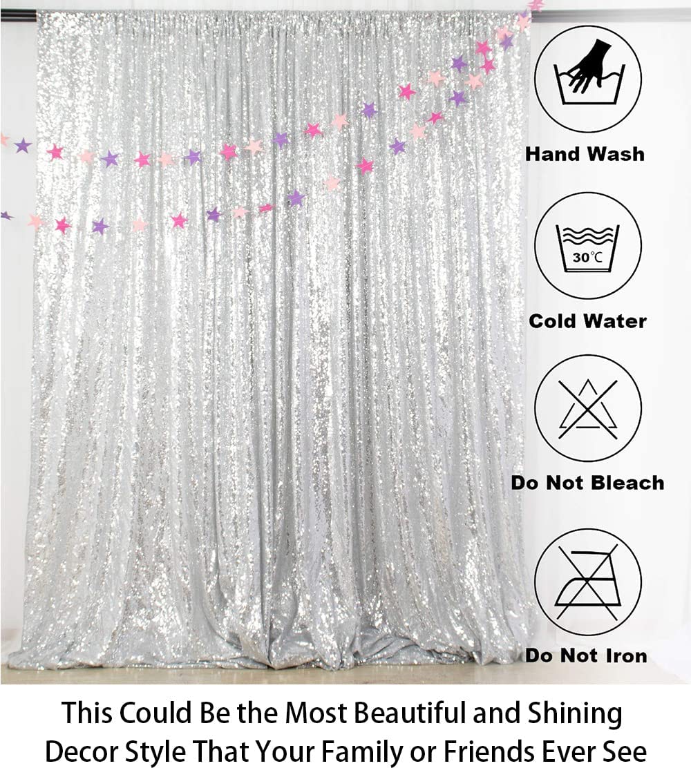 Sparkling Silver Sequin Backdrop 8x8 FT - Party & Wedding Decor for Photo Booth