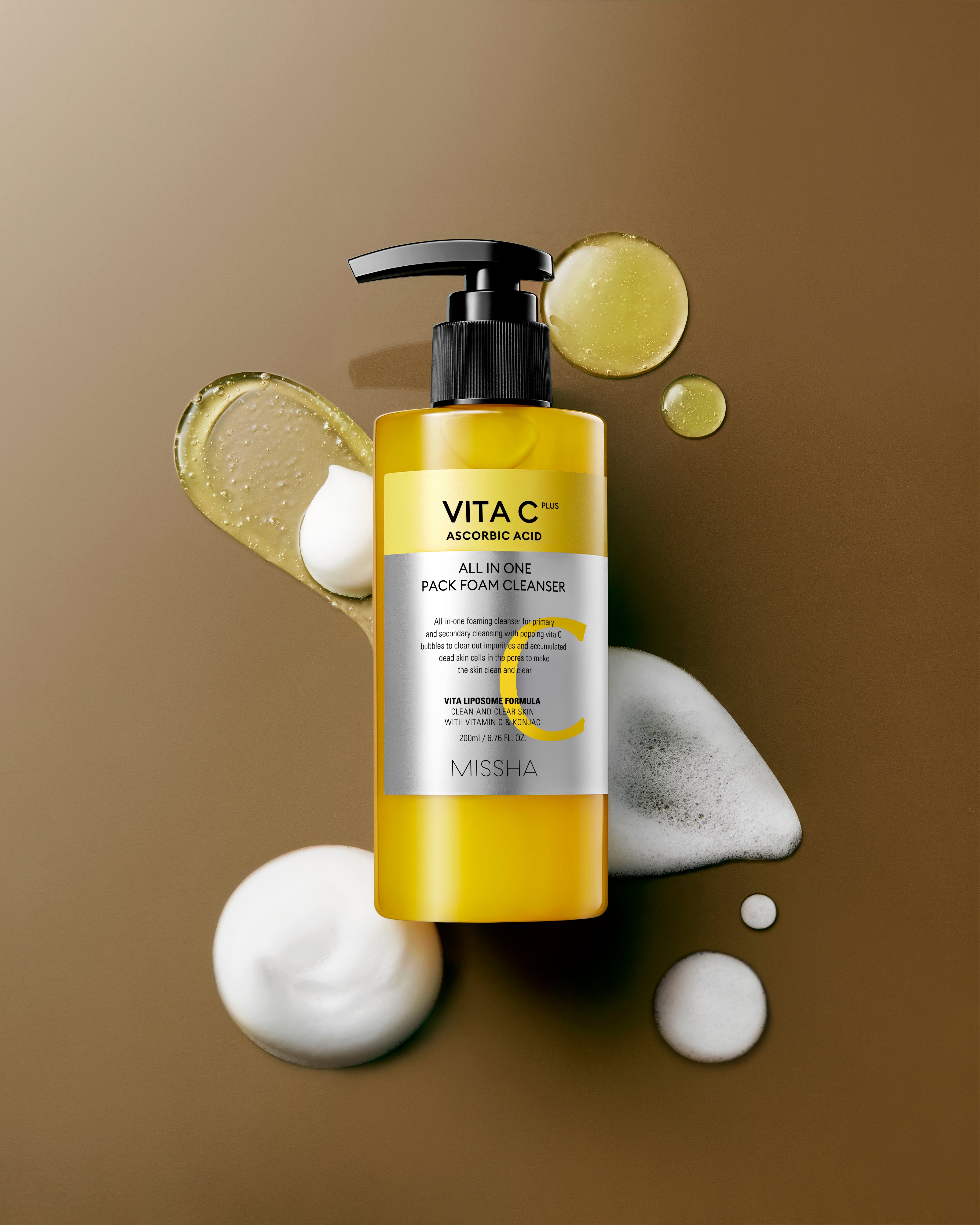 Vita C All-in-One Bubble Foam Cleanser - Vitamin C Brightening Facial Wash for Glowing Skin | Perfect for Morning & Night Routine, Travel Skincare