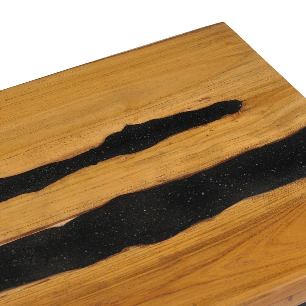 CHARMMA Teak Wood Coffee Table with Lava Stone - 39.3