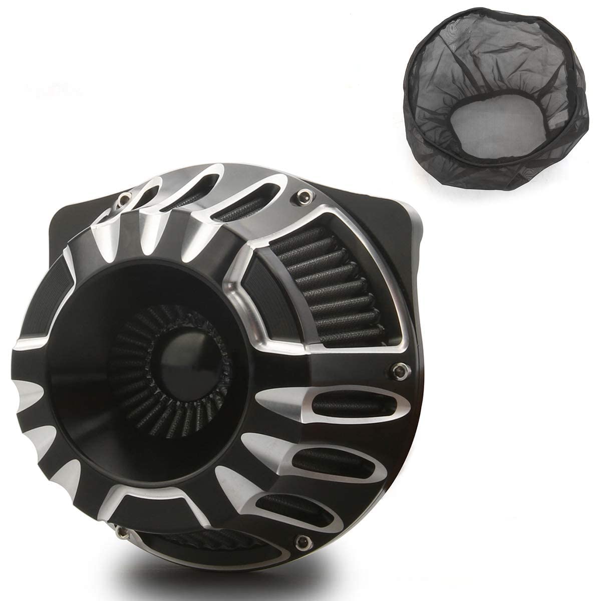 Happy-Motor Rain Socker Cover Turnable Jet Air Cleaner Red Filter Fit For Harley Touring FLHX FLHR FLTR FLHT 2008-2016 - High-Performance Air Intake System for Motorcycle Protection in All Weather Conditions