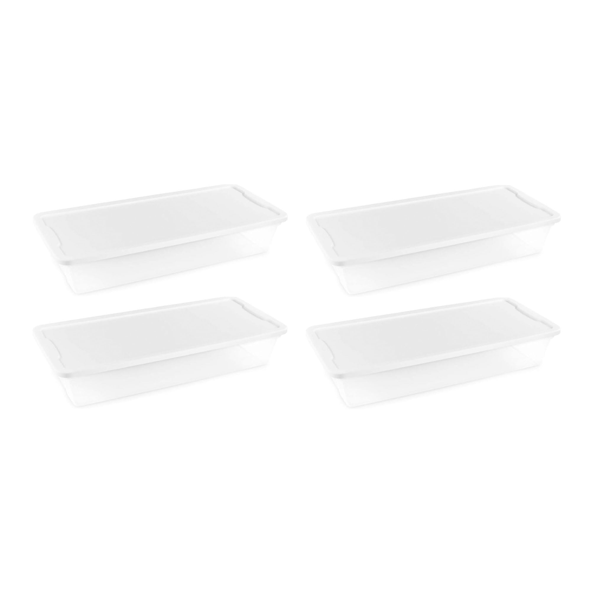HOMZ 4-Pack Large Clear Plastic Storage Bins with Secure Lids - 41 Quart White Organizing Containers for Home, Office, Closet & Garage Storage Solutions