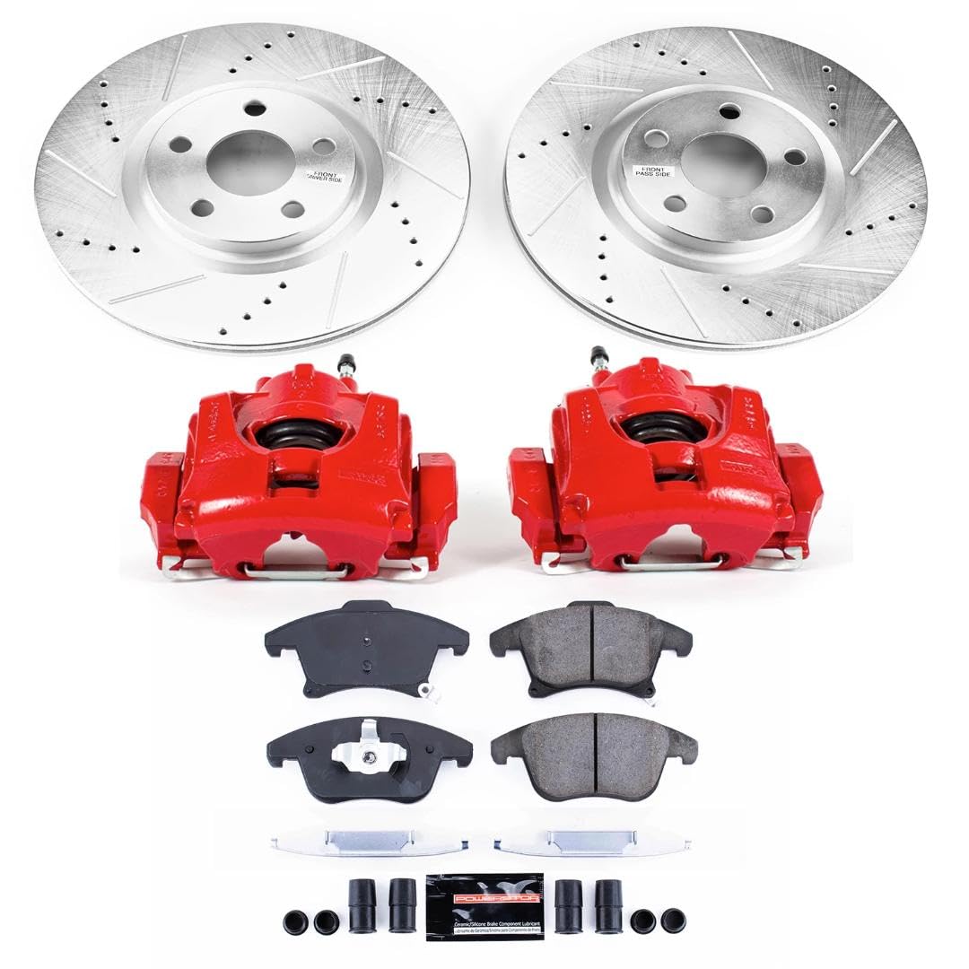 Power Stop KC7885 Z23 Evolution Sport Front Brake Kit - Premium Brake Rotors, Pads & Calipers for 2017-2020 Lincoln MKZ | High-Performance Stopping Power for City Driving & Highway Commutes