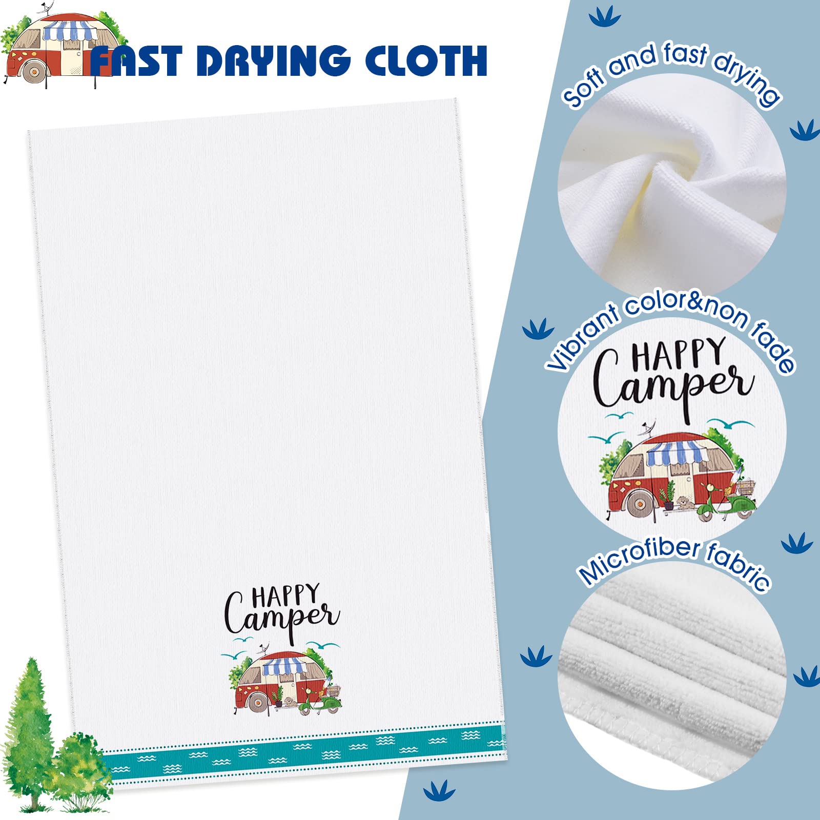 4-Piece Camping Dish Towels, Pot Holders & Oven Mitts Set - Soft, Absorbent RV Kitchen Towels for Camper, Dish Cloths & Hand Towels - Perfect for Outdoor Cooking, RV Trips & Picnics