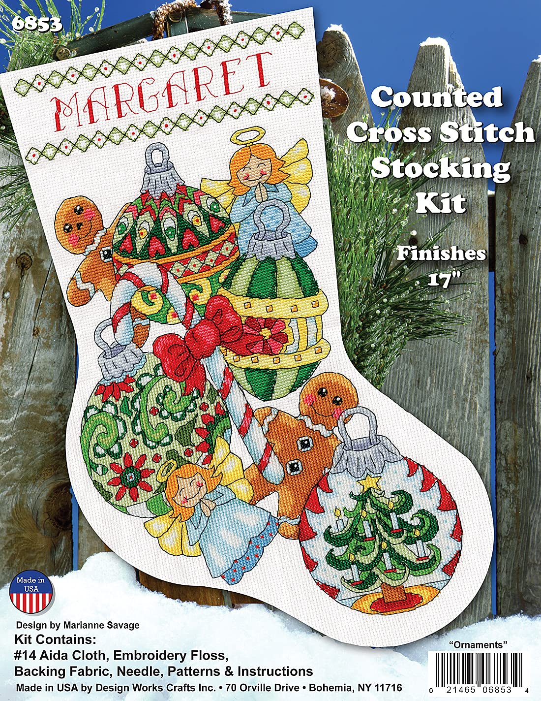 Design Works Crafts Cross Stitch Stocking Kit - DIY Christmas Stocking Embroidery Set with Patterns & Threads - Perfect for Holiday Decorations & Handmade Gifts