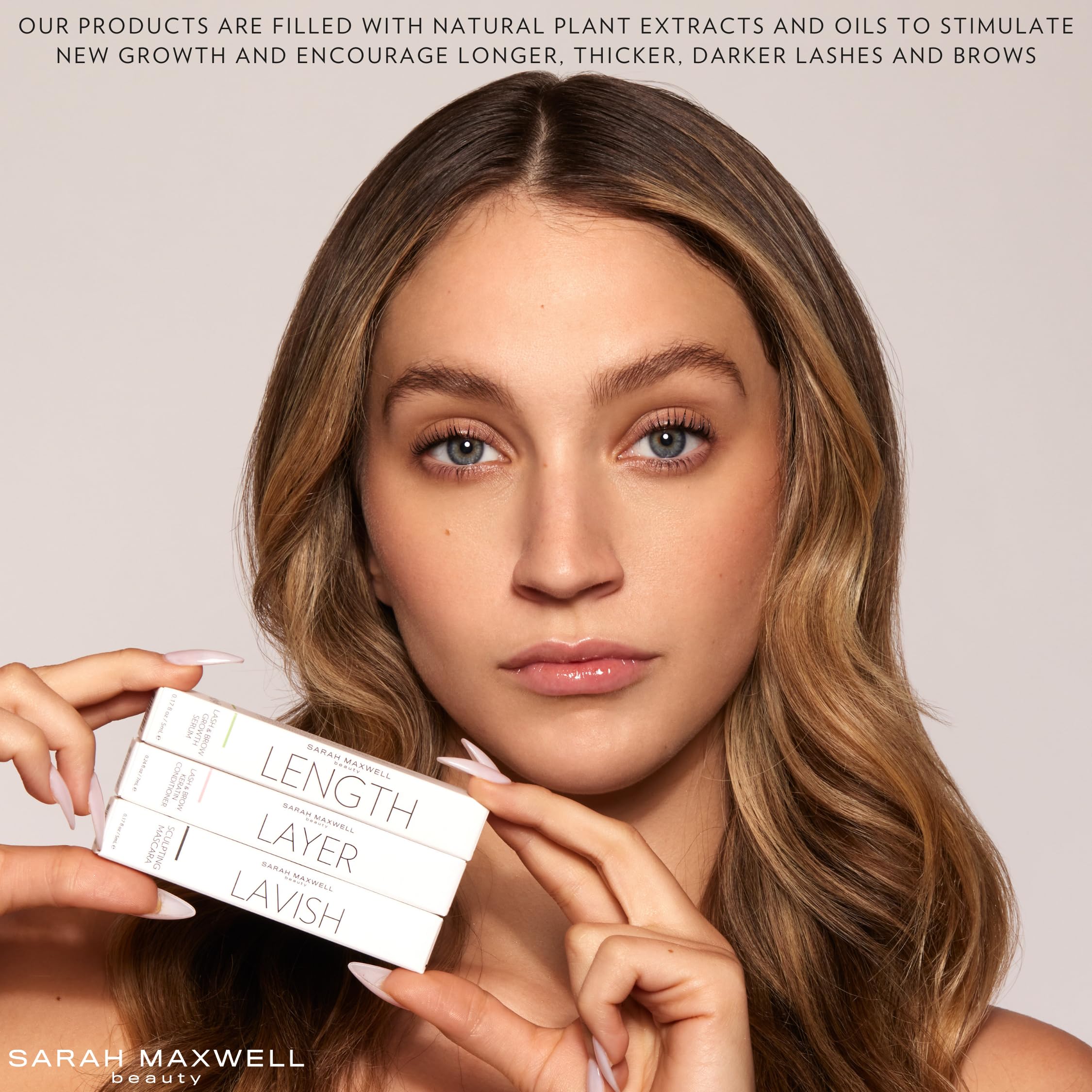 Sarah Maxwell Beauty - Vegan & Cruelty-Free 3-Step Lash & Brow Growth Serum Kit | Natural Eyelash Enhancer for Longer, Fuller Lashes | Daily Lash Treatment for Women | Perfect for Nighttime Routine & Special Occasions