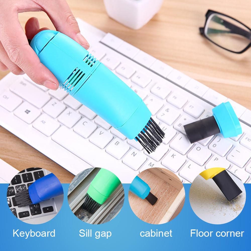 Mini USB Cordless Keyboard Vacuum Cleaner - Portable Computer Vacuum for Laptop, PC, Car & Home Use (Blue) | Perfect for Office Desks, Gaming Setups & Travel Accessories