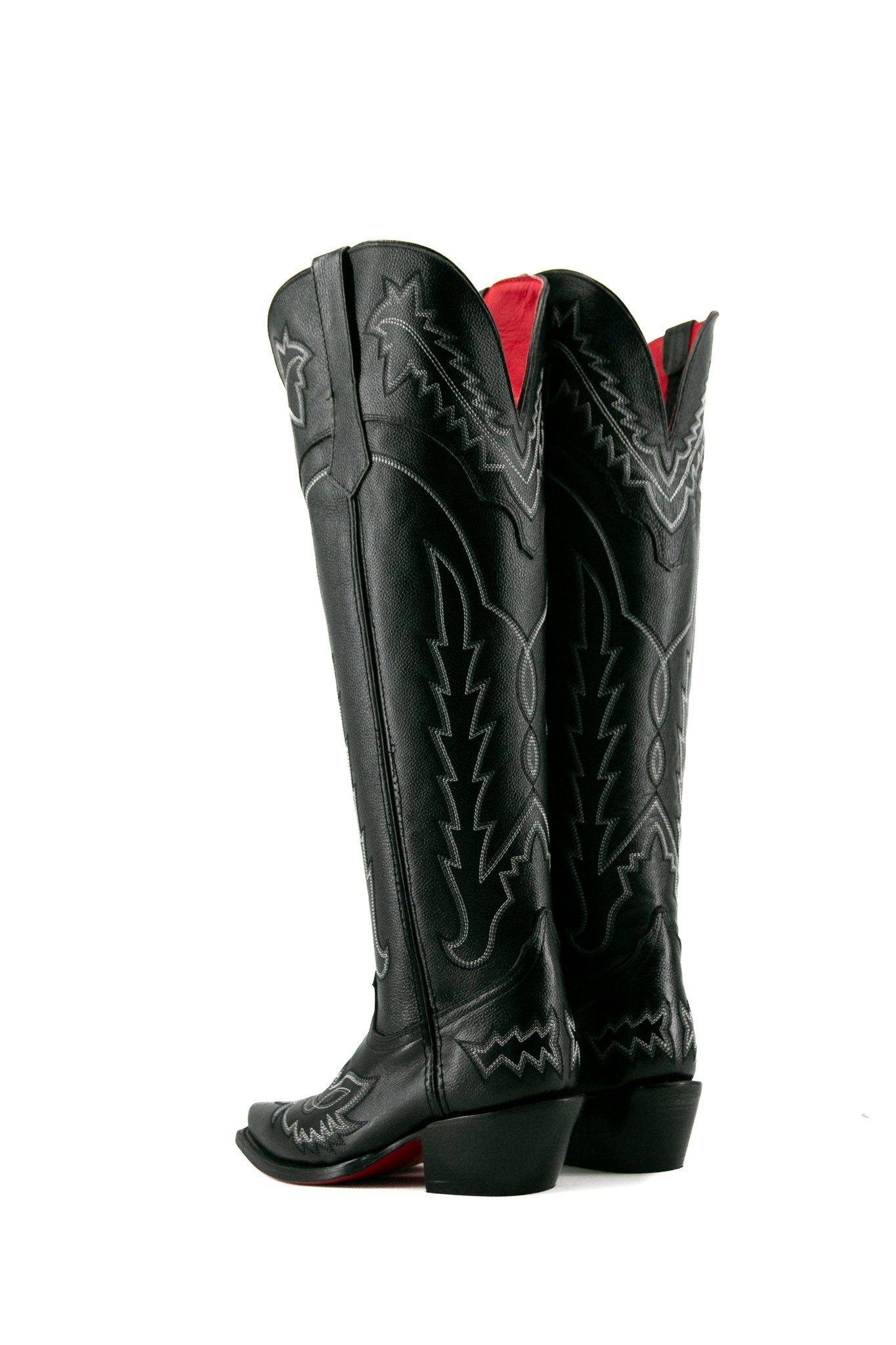 Stylish Maggie Knee High Red Bottom Wide Calf Snip Toe Cowgirl Boots for Women - Perfect for Country Dancing, Rodeos & Western Fashion