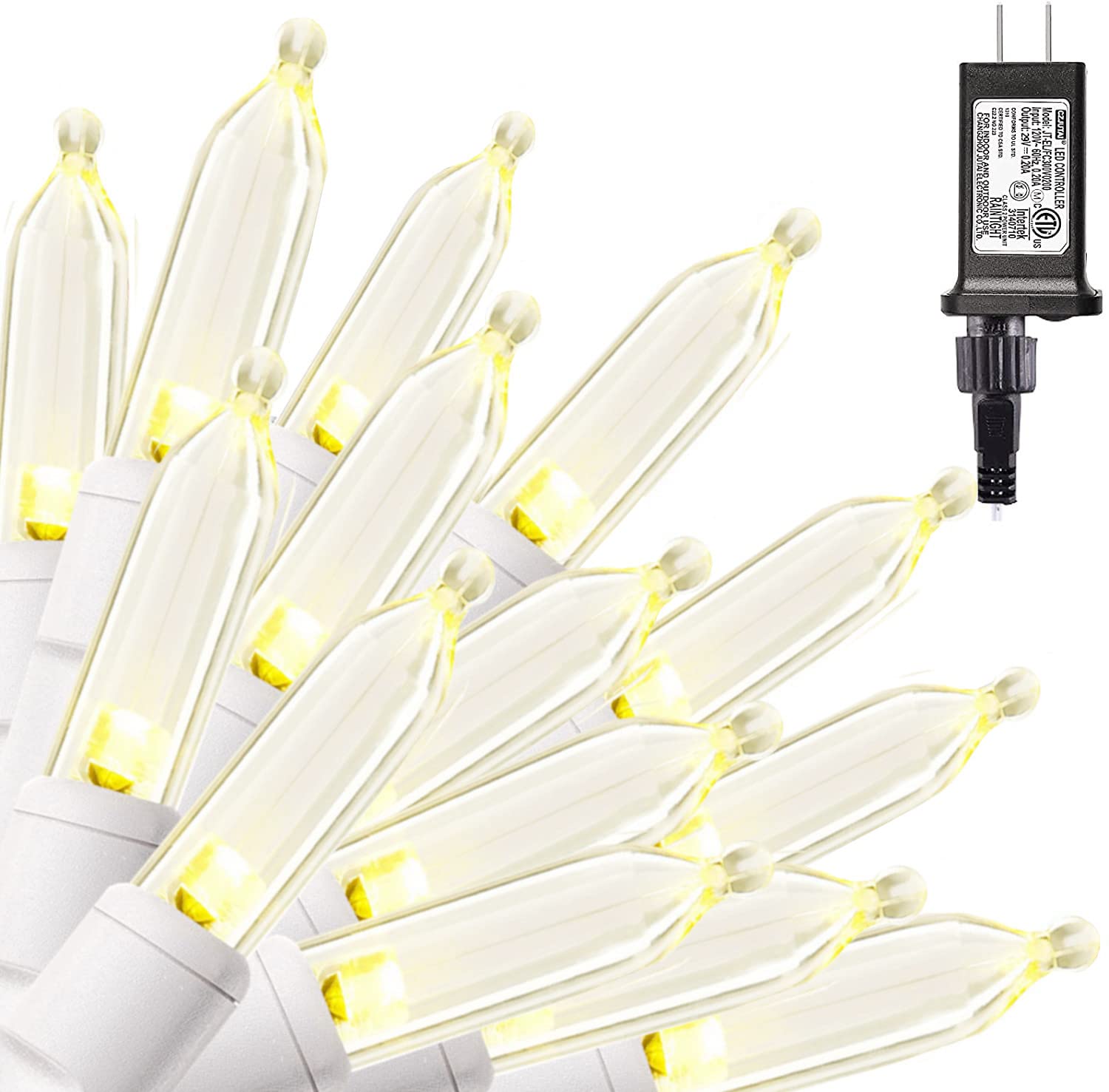 Meteds 200 LED 66Ft White Christmas Lights Outdoor - Waterproof Connectable Mini String Lights with 8 Modes, 29V Plug in Clear White Wire for Xmas Tree, Wedding, Bedroom, Porch, Garden & Party Decorations