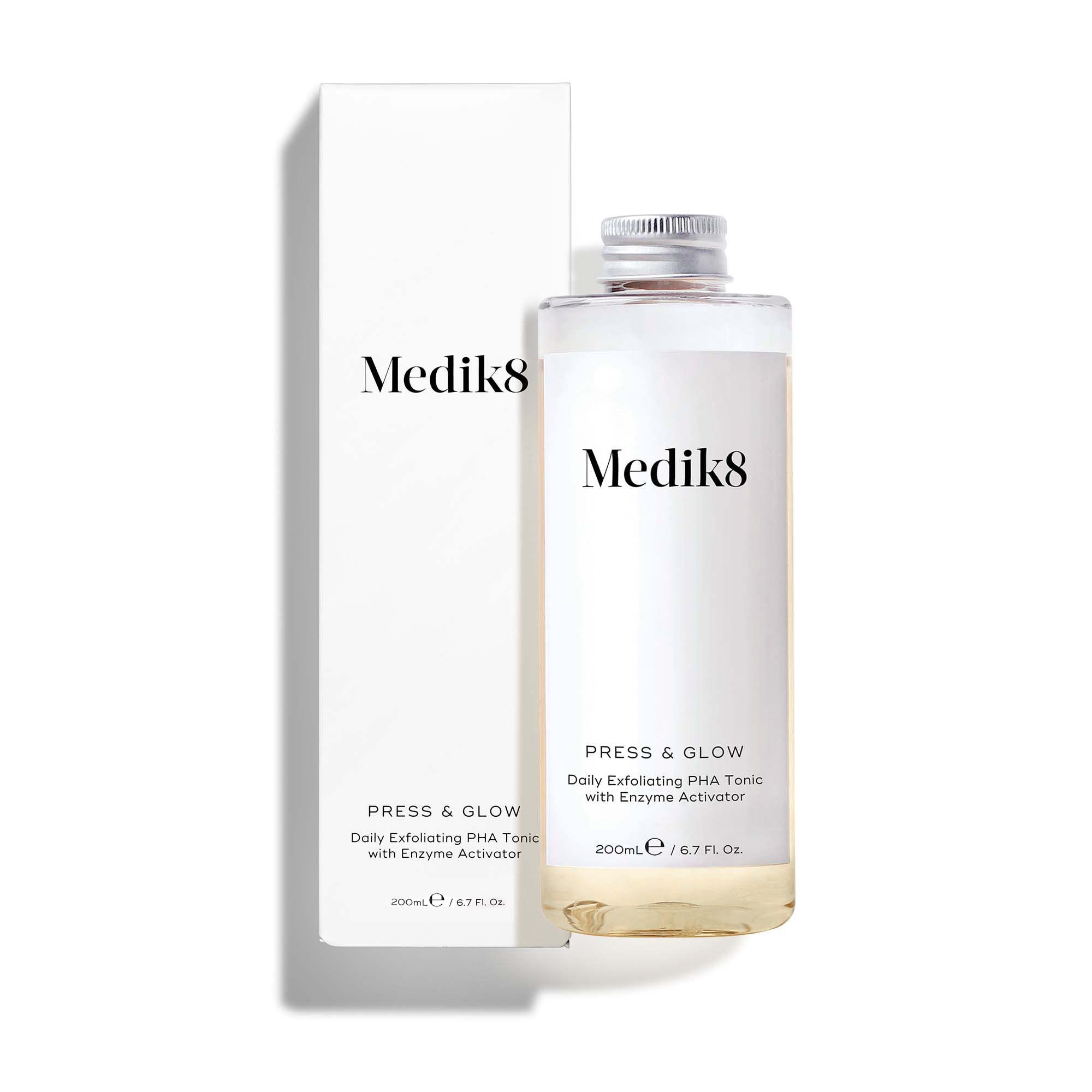 Medik8 Press & Glow Daily Exfoliating Tonic Refill 200ml - Gentle Chemical Peel for Brighter Skin | At-Home Facial Treatment for Glowing Complexion