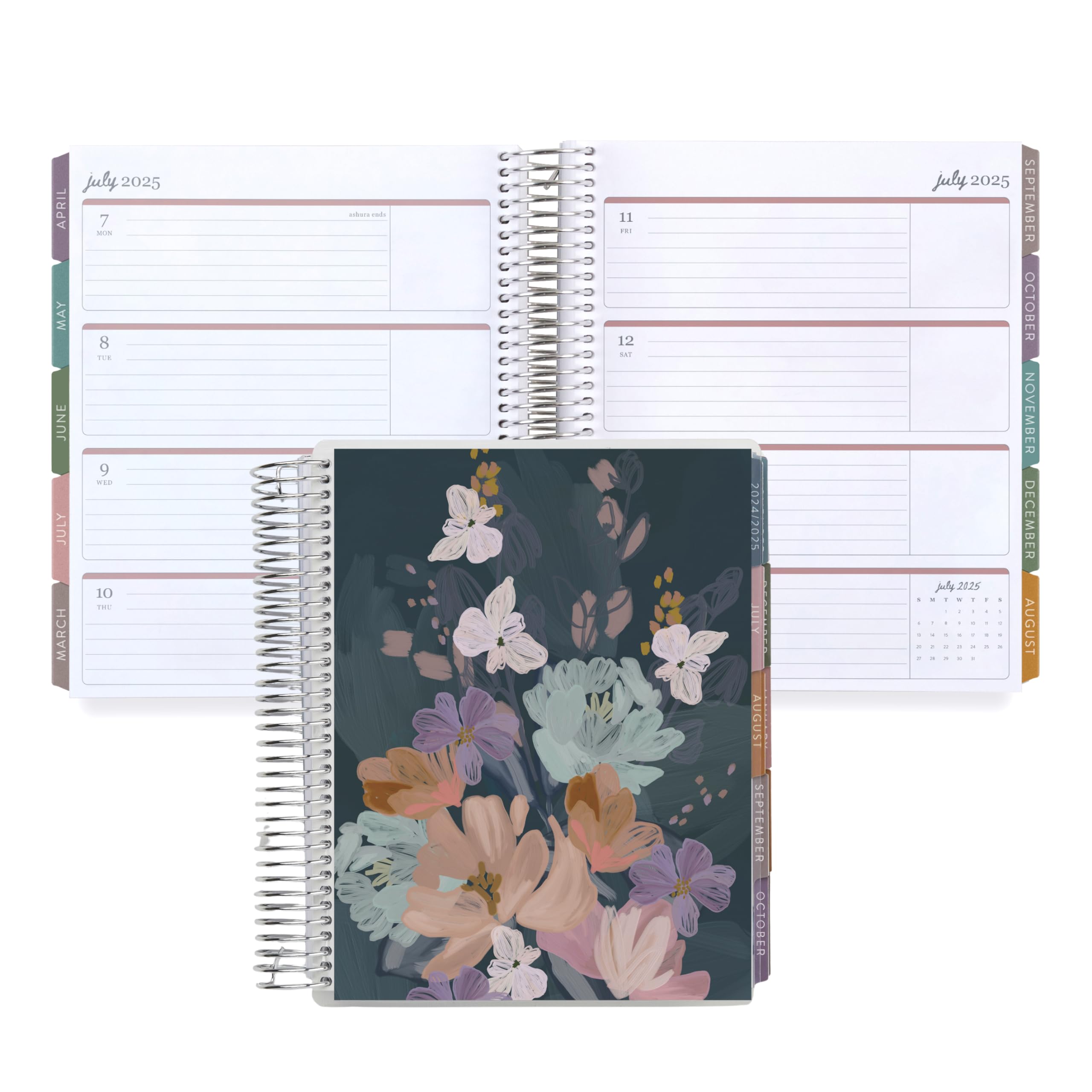 Erin Condren 7x9 Coiled Life Planner 2024-2025 - Bold Blooms Classic Cover with Platinum Coil | Horizontal Weekly Layout | Perfect for Work, School & Personal Organization | Gift Idea for Students & Professionals