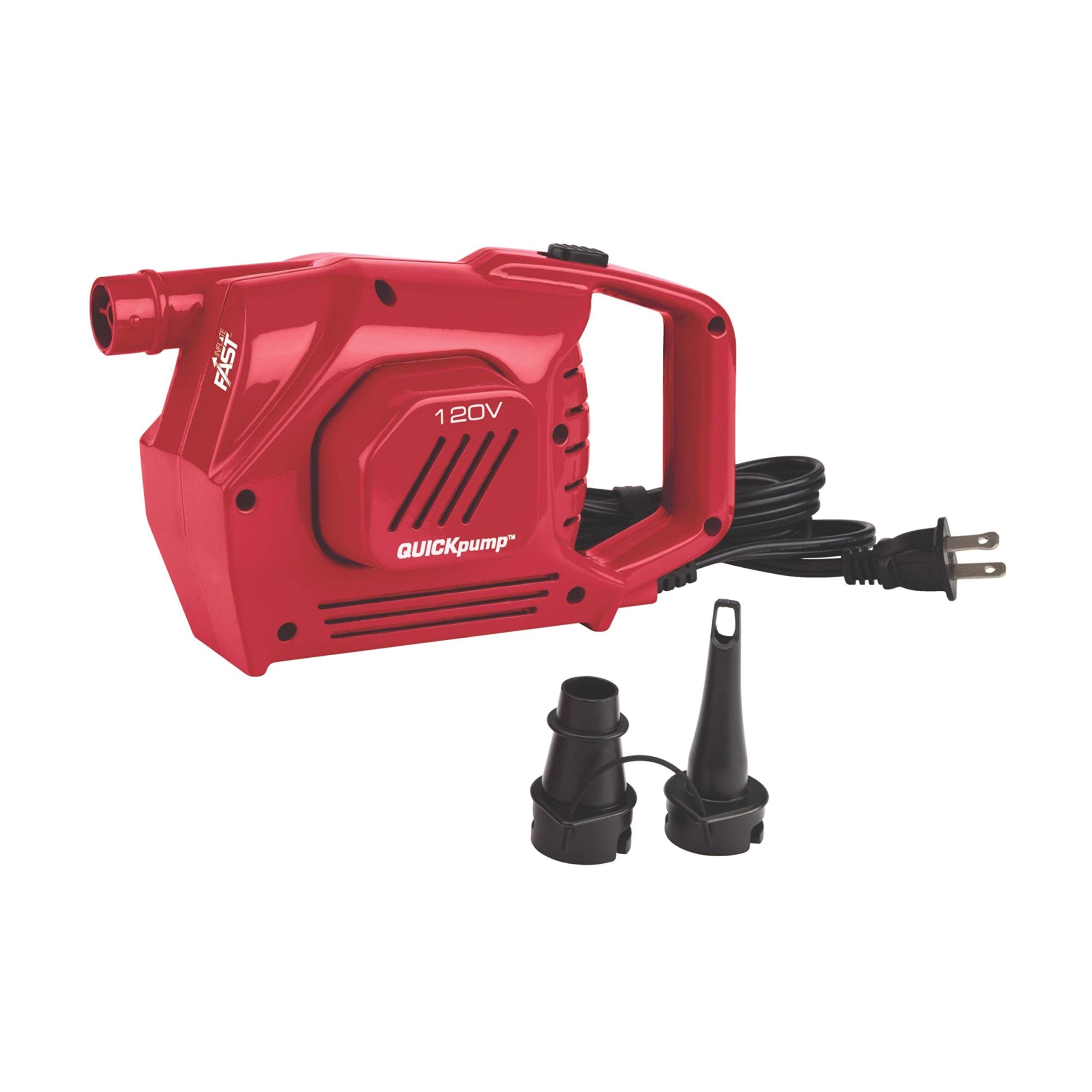Coleman QuickPump Air Pump for Air Beds & Inflatables - Portable Electric Air Pump with Fast Inflation/Deflation - Battery, Rechargeable, 12V & 120V Power Options - Perfect for Camping, Travel & Home Use