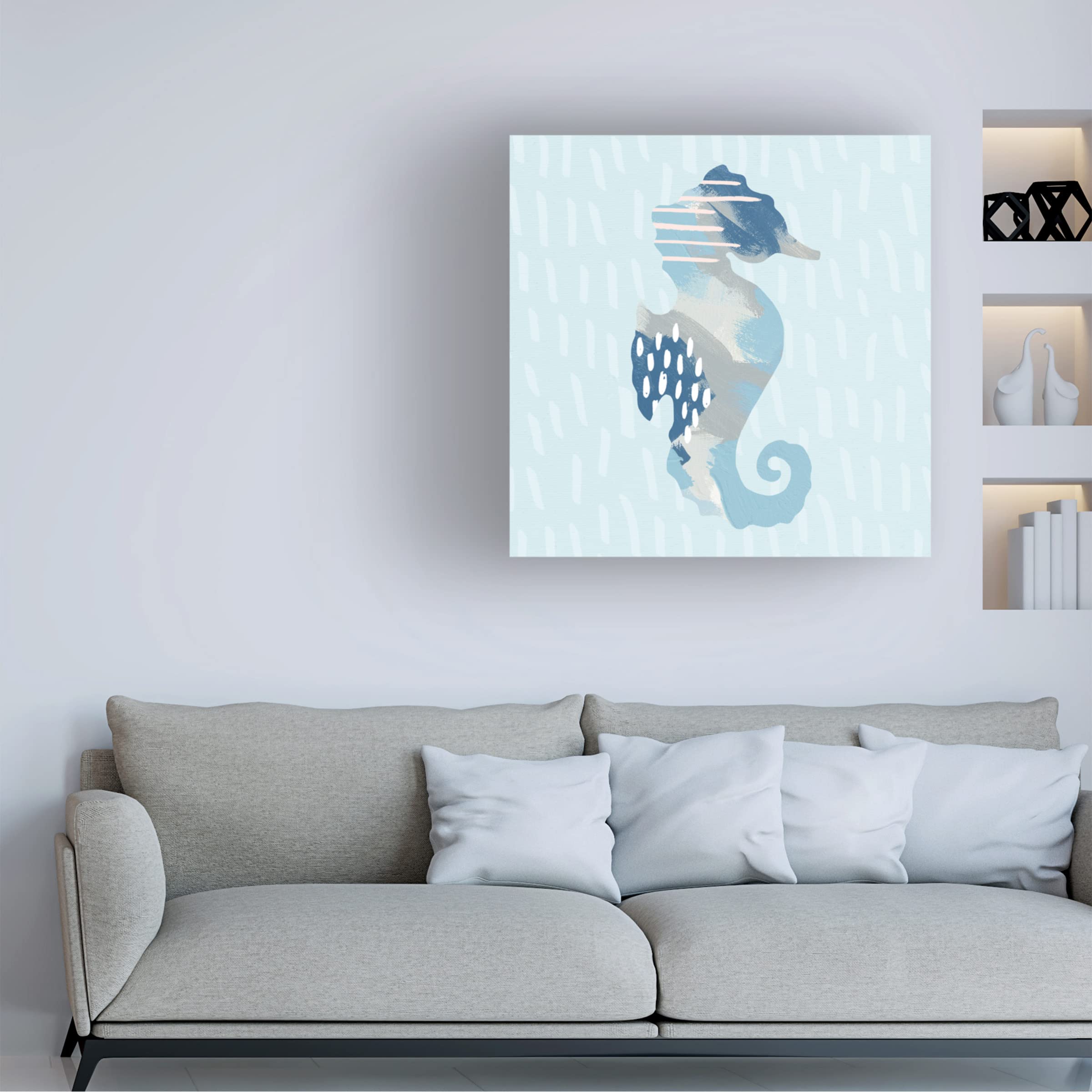 Trademark Fine Art 'Coastal Cool I' Canvas Wall Art by Moira Hershey - Beach House Decor, Ocean Themed Living Room Painting, Coastal Home Office Wall Decor