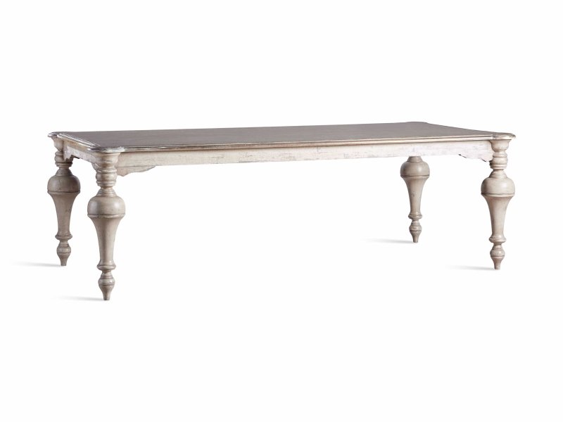 Hand Carved Solid Wood Rectangle Dining Table - Indian Style White Farmhouse Dining Table for Kitchen, Dining Room & Home Decor