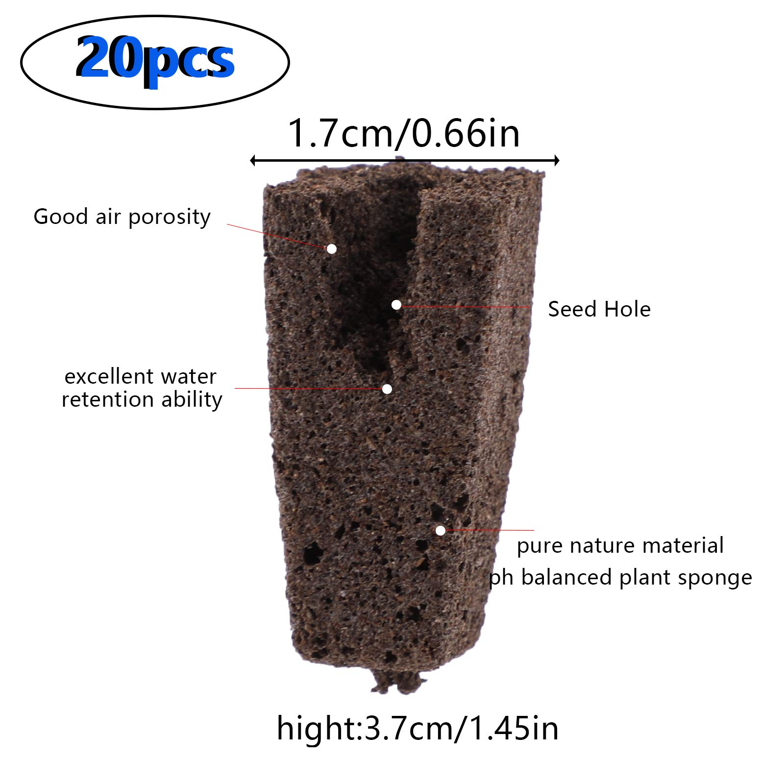 LUTER 20Pcs Hydroponic Grow Sponges - Seed Starter Plugs for Root Growth, Compatible with Seed Pods | Indoor Hydroponic System for Herbs, Vegetables & Microgreens