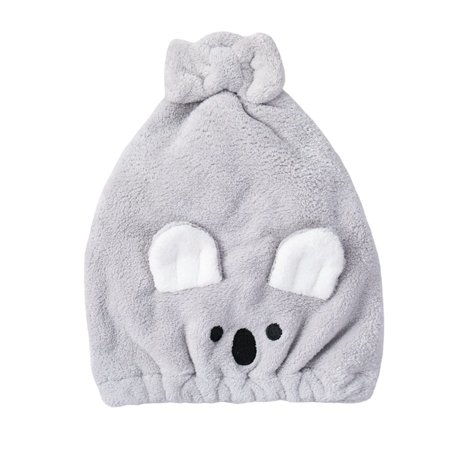 Quick Dry Hair Towel Cap - Super Absorbent Microfiber Shower Cap with Bow for Women & Girls - Cute Koala Design - Perfect for Post-Shower, Swimming & Salon Styling