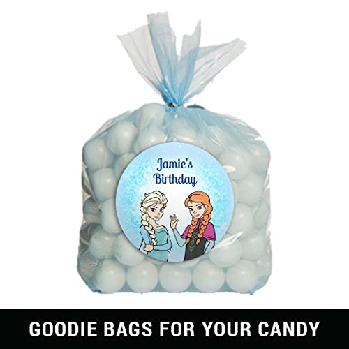 Frozen Themed Kids Birthday Candy Buffet - 15lbs Bulk Candy Assortment with Hershey's Kisses, Miniatures, Gumballs, Frooties & Dum Dums Lollipops - Perfect for Disney Frozen Party Favors, Birthday Treat Bags & Dessert Tables