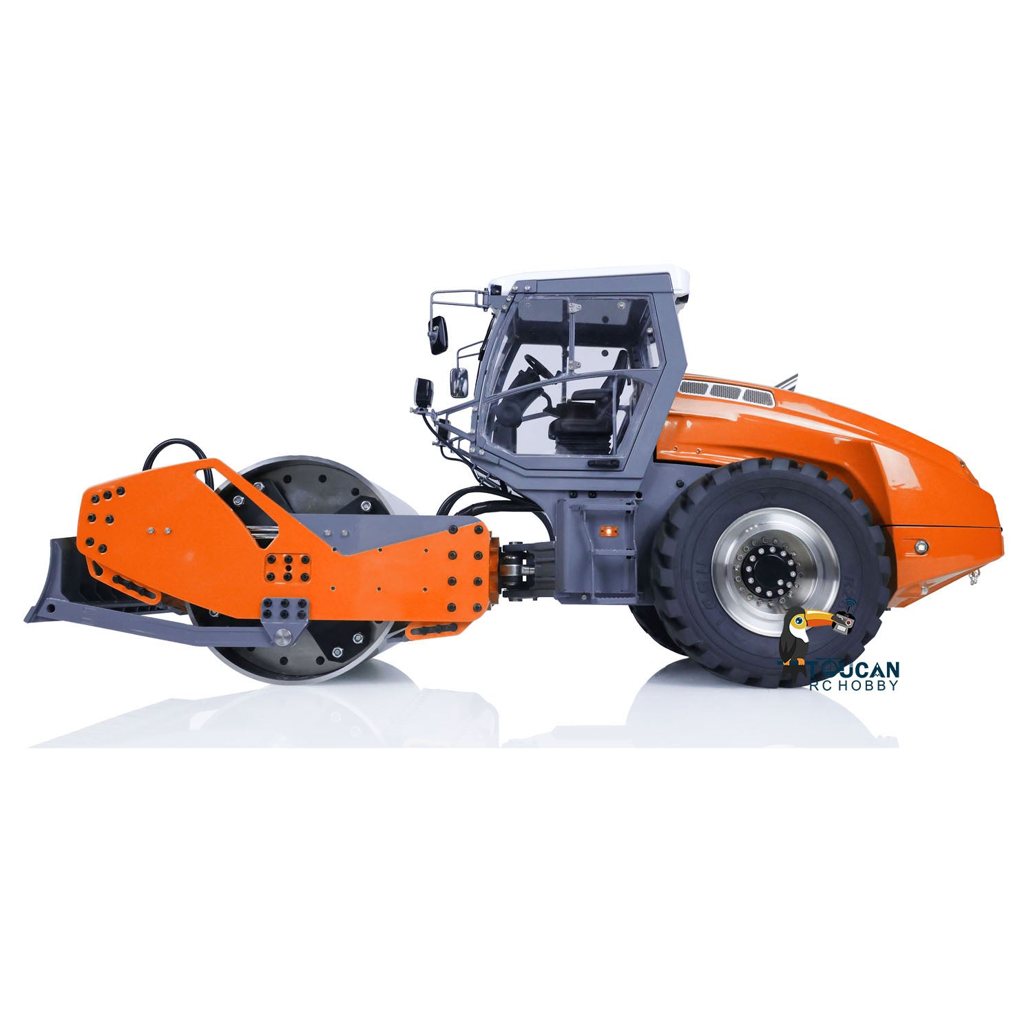 1/14 Scale LESU Aoue H13i RC Hydraulic Road Roller - Orange Electric Construction Vehicle with Metal Body, Sound & Light System (PL18EVLite) - Perfect for Construction Site Play, RC Hobbyists & Model Collectors