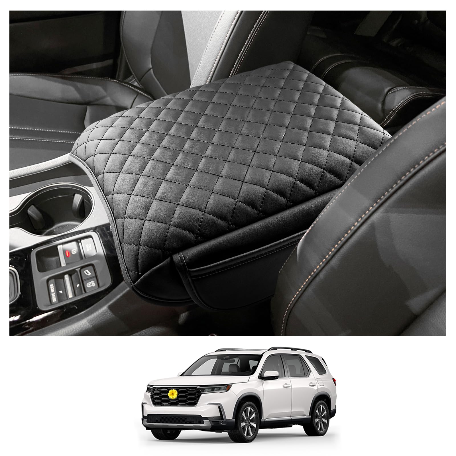 2023-2025 Honda Pilot Center Console Cover | Fits 2023-2025 Pilot, 2024-2025 Ridgeline & 2024-2026 Passport | Premium Armrest Cushion Pad | Comfort Upgrade for Long Drives & Daily Commutes