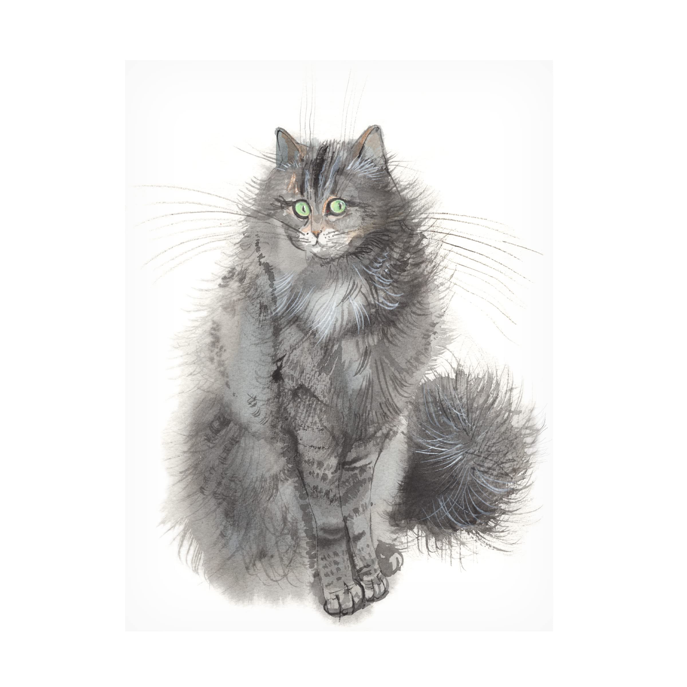 Trademark Fine Art 'Green-Eyed Cat' Canvas Wall Art by Elena Bolgova - Stunning Feline Painting for Living Room, Bedroom & Office Decor