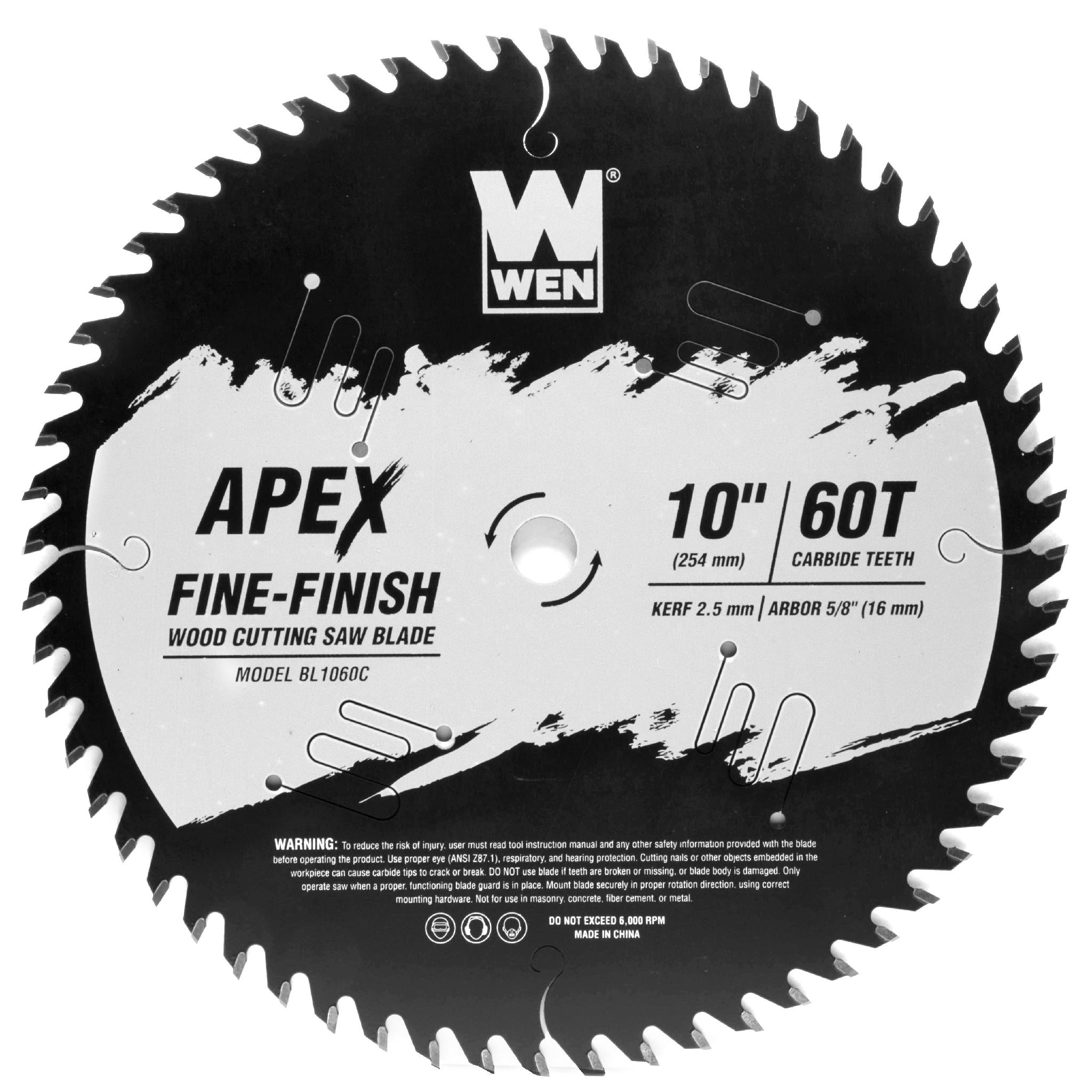 WEN BL1060C 10-Inch 60-Tooth Carbide Tipped Fine Finish Woodworking Saw Blade | Industrial Grade with Cool Cut Coating | Perfect for Table Saws, Miter Saws & Circular Saws | Ideal for Hardwood, Plywood & MDF Cutting