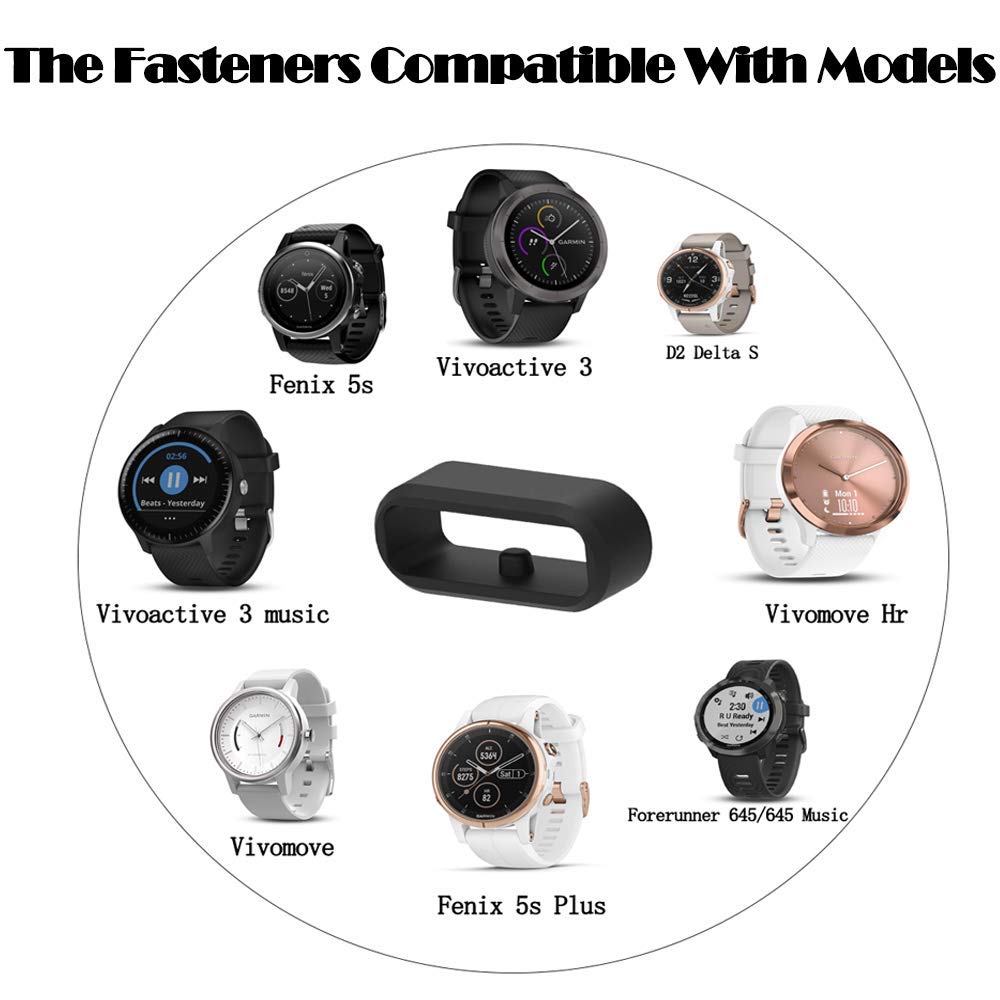 FitTurn 11-Pack Black Silicone Band Fastener Rings - Secure Replacement Band Keepers for Amazfit T-Rex Watches | Durable Watch Accessories for Sports, Fitness & Outdoor Activities