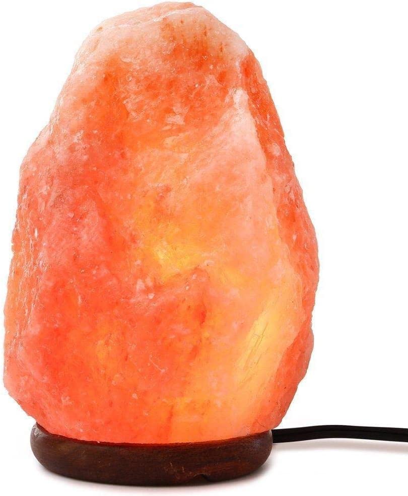 Himalayan Salt Lamp with Dimmer Switch - Natural Crystal Rock Night Light for Home Decor, Bedroom, Yoga & Meditation - Hand Carved Wood Base Salt Lamp with Soothing Amber Glow - Perfect Gift for Relaxation & Stress Relief