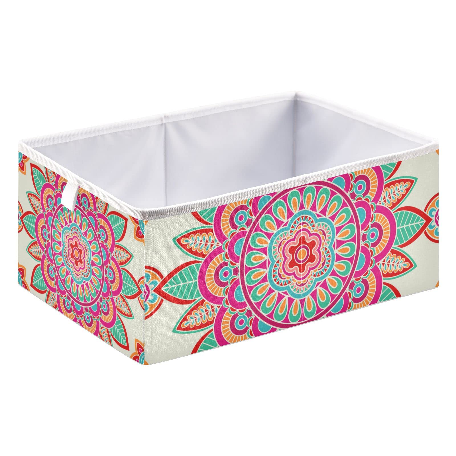 Boho Mandala Storage Basket - Collapsible Fabric Bin for Closet & Laundry