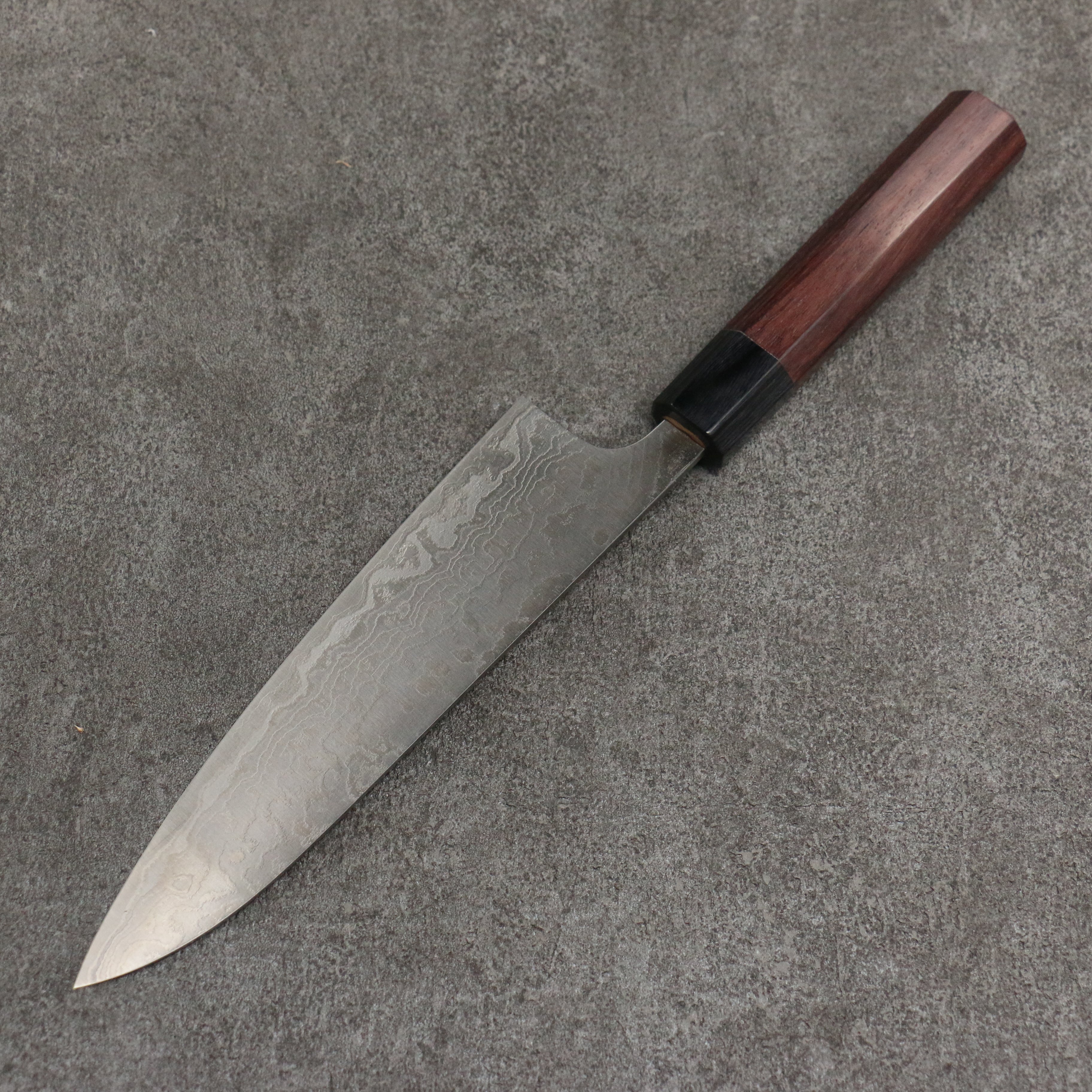 Premium Nao Yamamoto SG2 Damascus Gyuto Knife 180mm - Rosewood Handle with Black Pakka Wood Ferrule - Japanese Chef Knife for Sushi, Meat Cutting & Professional Kitchen Use