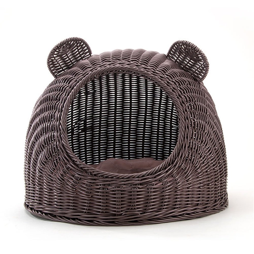 Handmade Woven Pet Cave Bed for Cats & Puppies - Cozy Kitty Condo House with Removable Cushion (Cushion Not Included) | Perfect for Indoor Napping, Lounging & Stress Relief