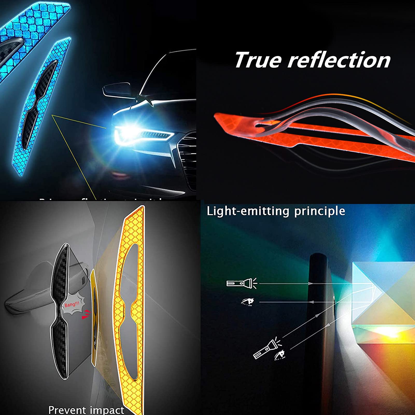 Carbon Fiber Reflective Car Door Edge Guard Stickers - Anti Scratch Safety Warning Strips for Vehicle Protection | Perfect for Night Driving, Parking Safety & Door Edge Protection