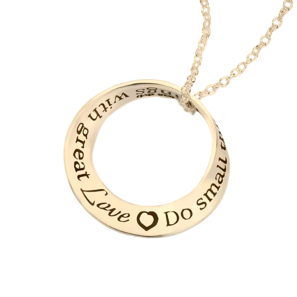 14K Gold Mobius Pendant Necklace - Inspirational 