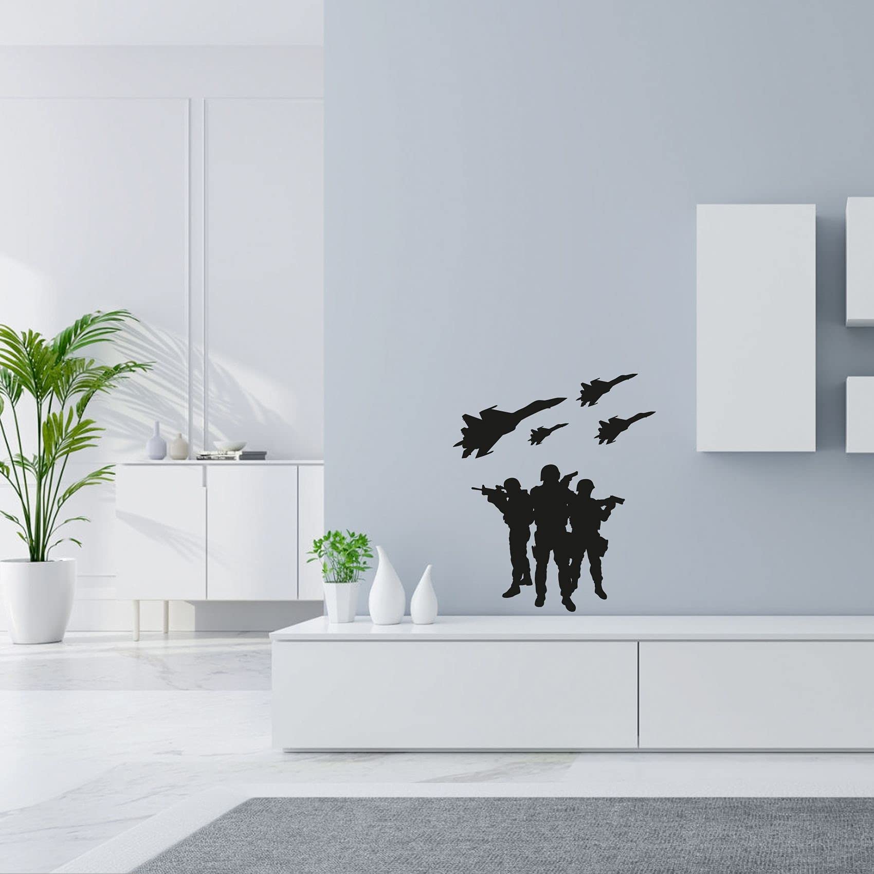 Military Tank & SWAT Team Army Soldier Wall Decal - 10x8 Inch Vinyl Stickers for Kids Room, Playroom, Bedroom, Gym & Home Decor - Perfect for Boys & Girls Themed Rooms & Play Areas