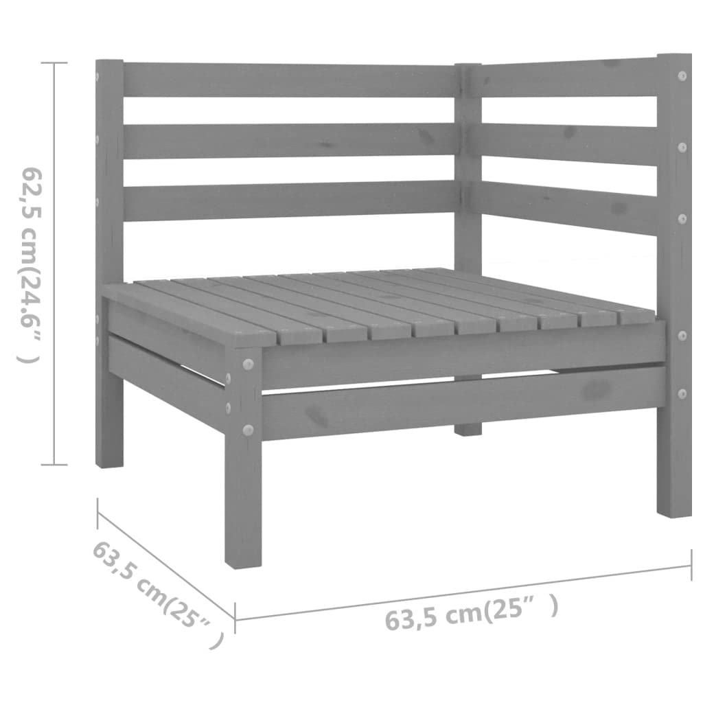 vidaXL 5-Piece Solid Pinewood Patio Lounge Set - Gray Outdoor Garden Furniture for Backyard, Terrace & Poolside Relaxation | Durable Wooden Sofa Seating with Chairs