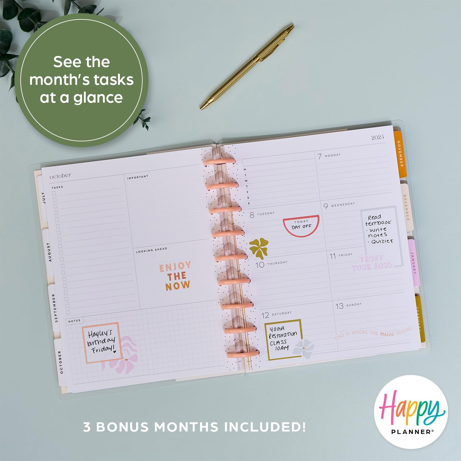 Happy Planner Disc-Bound Academic Planner 2024-2025 - 12-Month Dashboard Layout (July 2024 to June 2025) | Classic Size 7