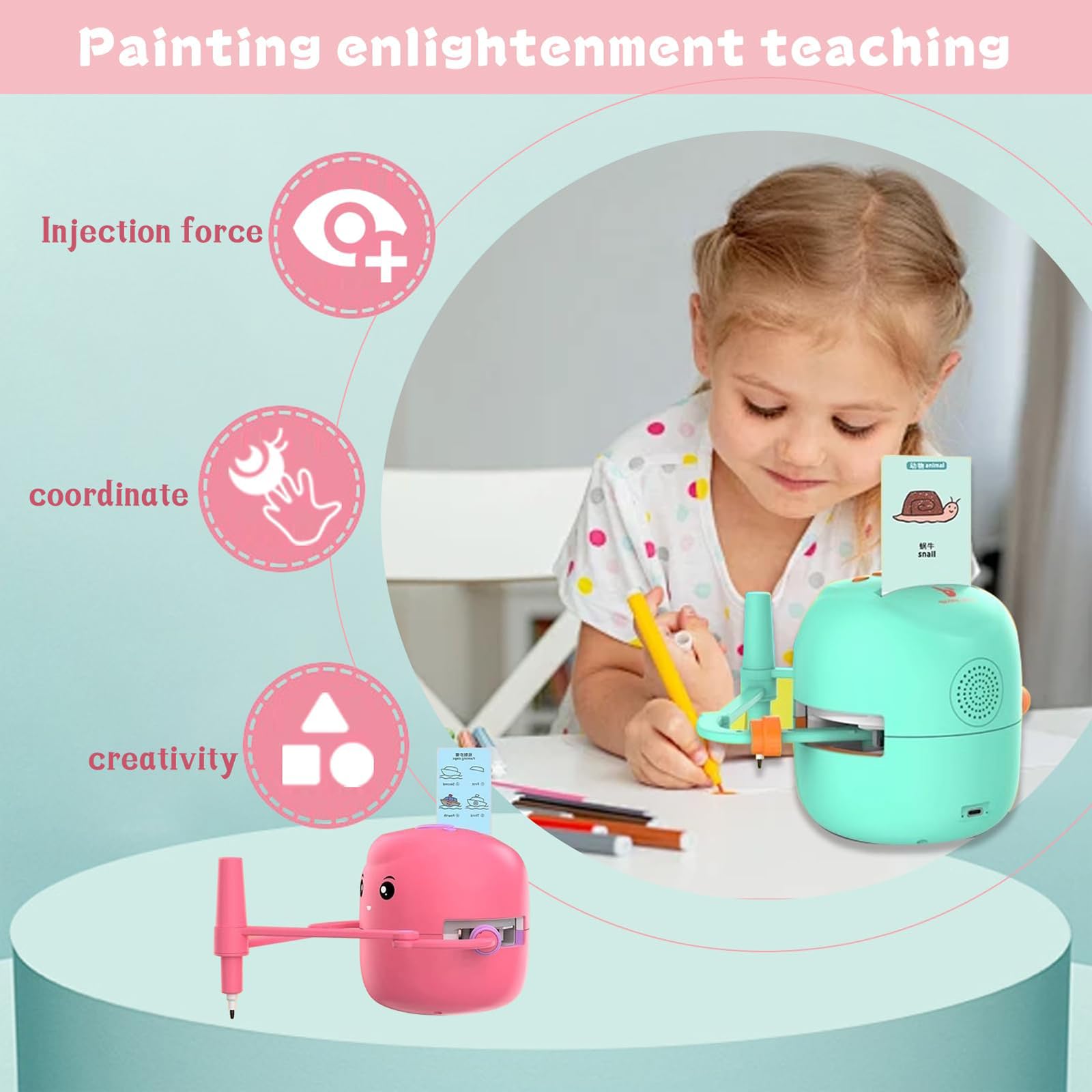 Smart Drawing Robot for Kids - Voice Interactive Educational Learning Toy with Markers & 100 Drawing Cards | STEM Art Machine for Creativity & Hand-Eye Coordination | Perfect Gift for Boys & Girls Ages 3-8 | Home, Classroom & Party Activity Toy