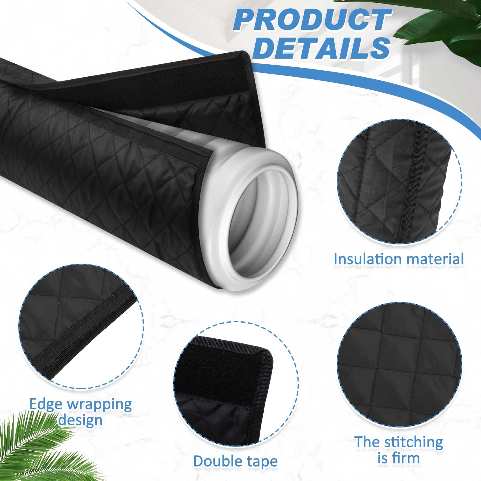 Outus 1-Piece Universal 6-Inch Portable Air Conditioner Hose Cover - Insulated AC Duct Wrap for Energy Efficiency - Black Edge Wrap Style - Perfect for Home, Office & RV Cooling Systems