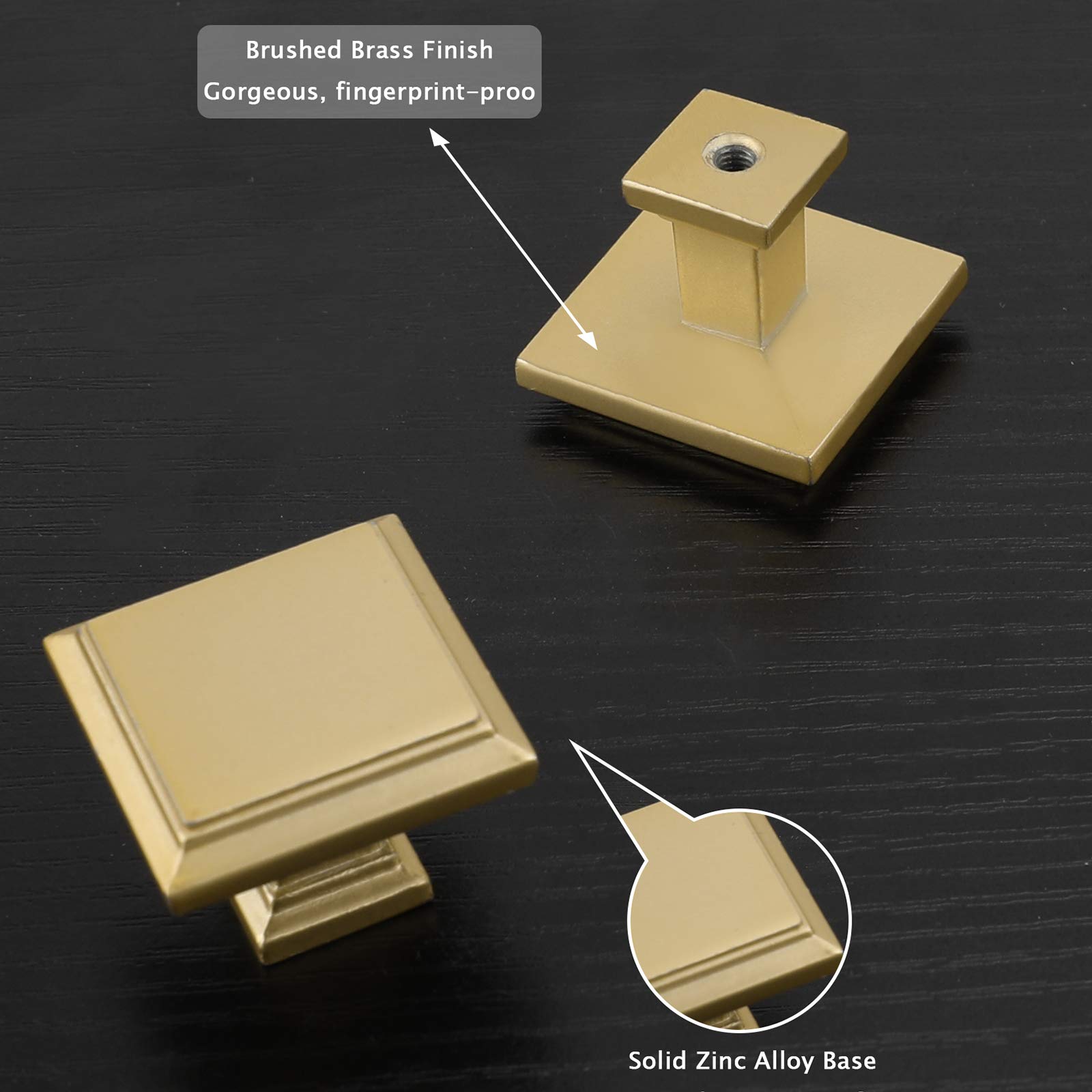 20 Pack Matte Gold Cabinet Knobs - Square Drawer Pulls for Kitchen, Bathroom & Bedroom Cabinets - Durable Hardware for Home Renovation & Furniture Upgrade