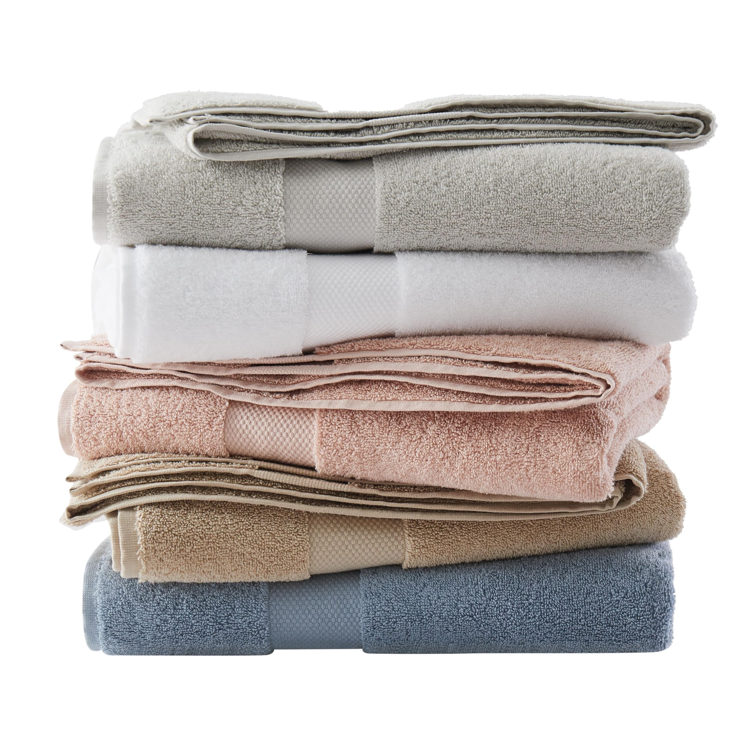 Premium 6-Piece Brooklyn Loom Turkish Cotton Towel Set - Ultra Soft & Absorbent Bath Towels (Blue) - Perfect for Spa, Beach & Luxury Bathroom Decor