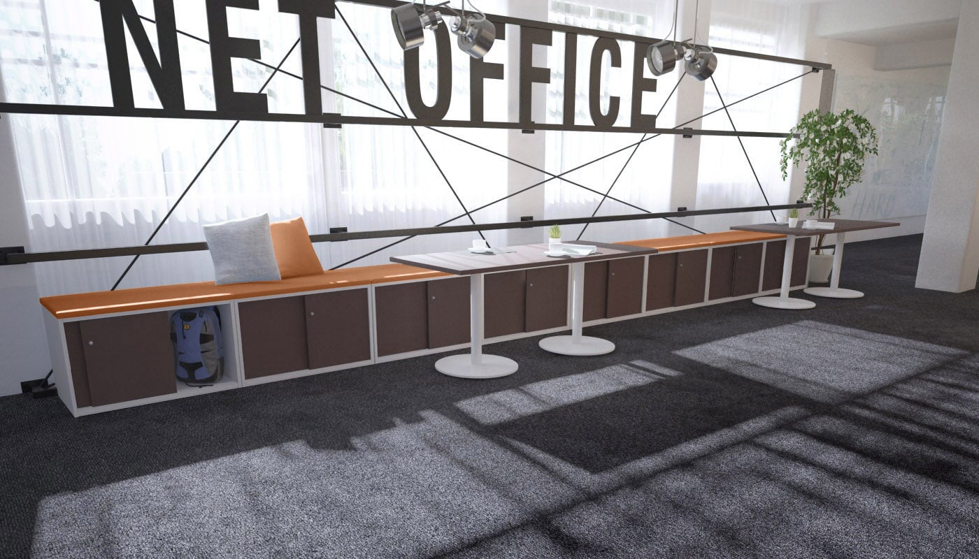 Low Profile Sliding 4-Door Credenza with Soft Top Cushion - Perfect for Home Office, Living Room, and Bedroom Storage