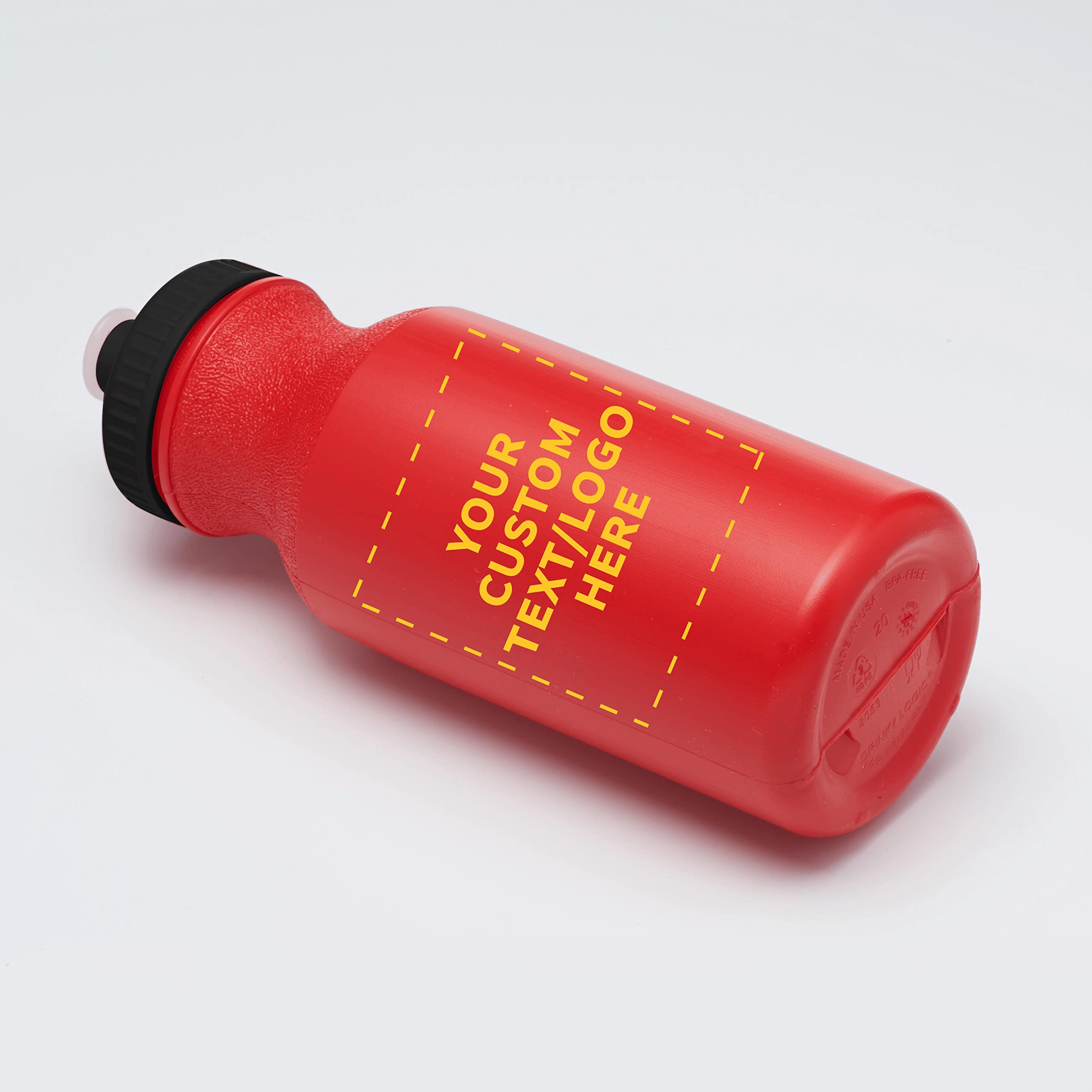 Custom 20 oz. Water Bottles with Push Cap - Bulk Pack of 100 Personalized Sport Bottles - Ideal for Gym, Hiking, Camping & Outdoor Activities - Red - Great for Team Events, Corporate Gifts & Promotional Giveaways