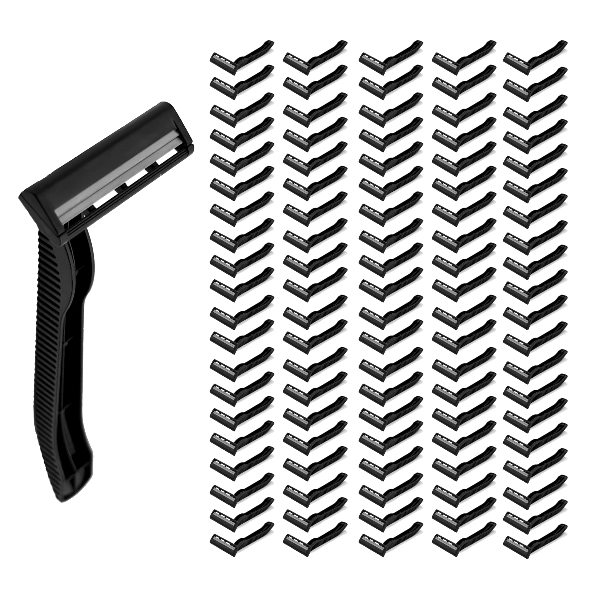 50 Pack Twin Blade Black Disposable Razors - Bulk Individually Wrapped for Hygiene - Professional Barber & Home Shaving - Perfect for Travel, Gym Bags & Emergency Kits