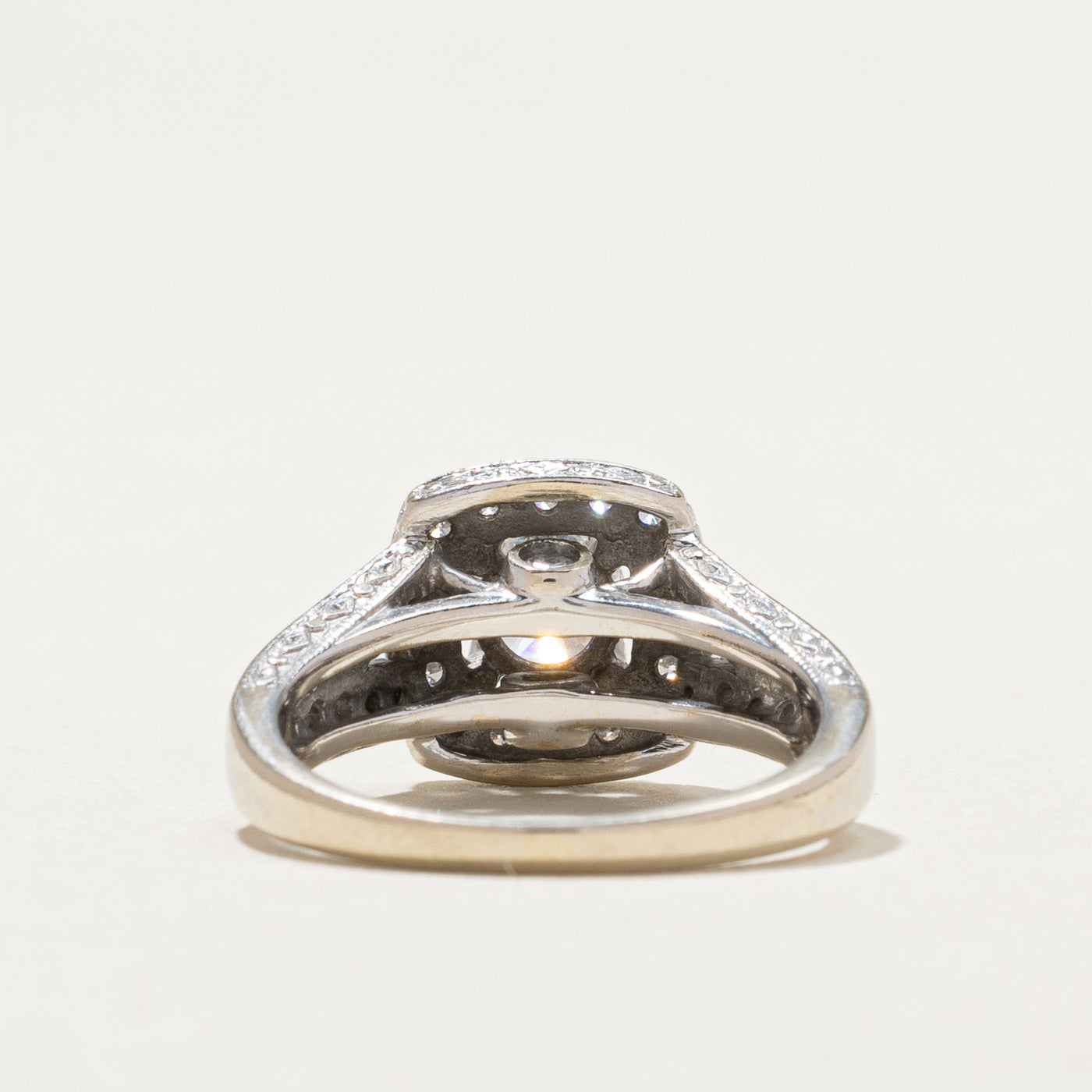 14K White Gold Diamond Halo Engagement Ring - 0.46ct Center Stone & 0.64ctw Total Weight - Size 5.25 - Perfect for Proposals, Anniversaries & Bridal Jewelry