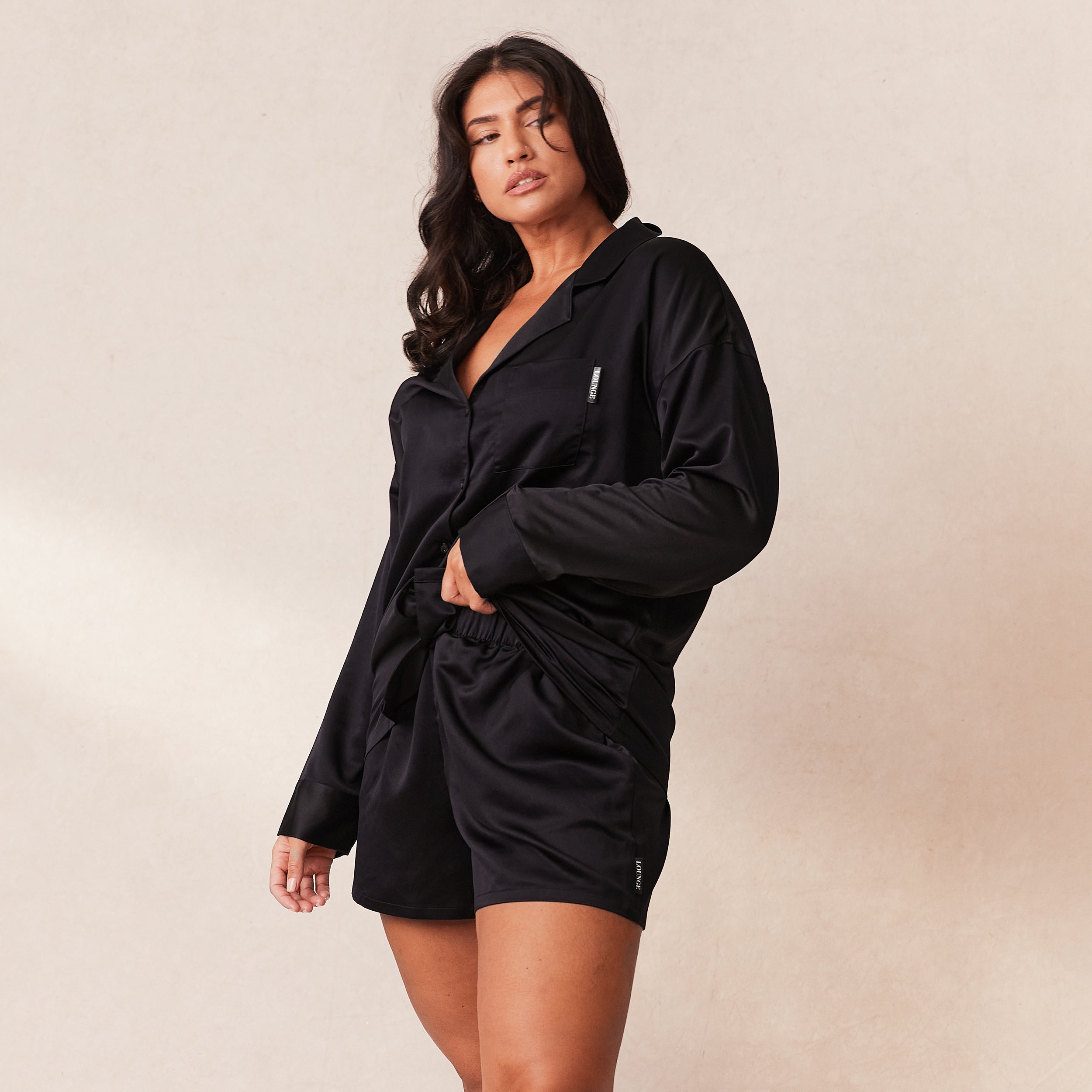 Classic Black Satin Pajama Shirt for Women - Soft & Comfortable Sleepwear - Perfect for Nightwear, Lounging & Travel