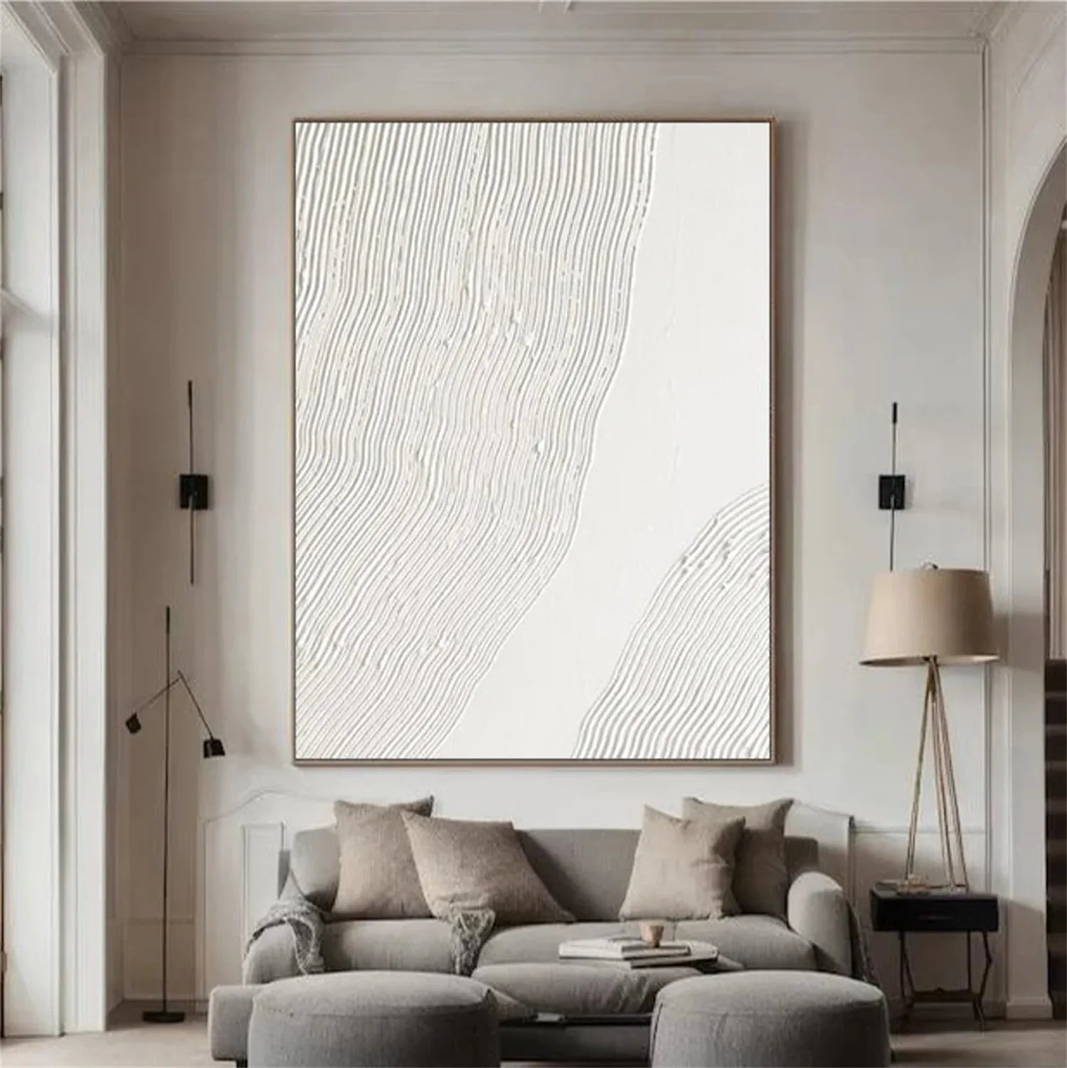 White Minimalist Textured Painting Canvas - Modern Abstract Wall Art for Living Room, Bedroom & Office Decor | Premium Quality #MM274