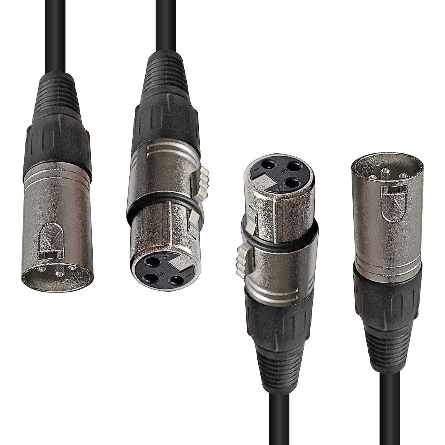 Premium XLR Male to Female Microphone Cable (2 Pack) - Balanced Audio Cord for Studio Recording, Live Performance & Podcasting - Durable Shielded Professional Audio Cable for Mics, Mixers & Audio Interfaces