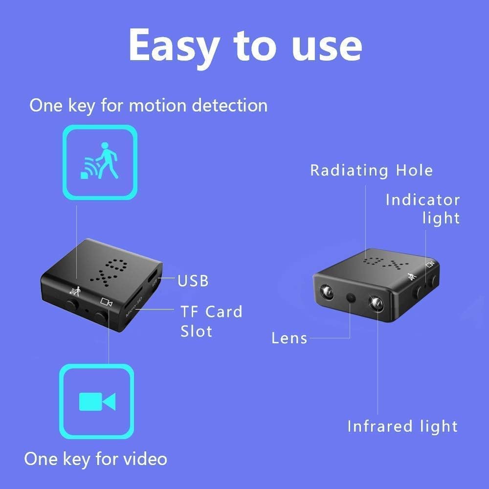 Hidden Camera WiFi 1080P HD - Mini Spy Camera with Motion Detection & Night Vision | Smart Home Security, Nanny Cam, Office Surveillance | App Control via Smartphone | No Battery Needed