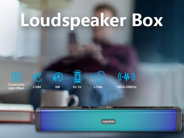 Wireless Bluetooth Computer Speakers with Touch Control & RGB Lighting - USB Powered PC Gaming Speakers for Desktop, Laptop, Tablet - Perfect for Gaming, Music, Movies & Home Office Setup