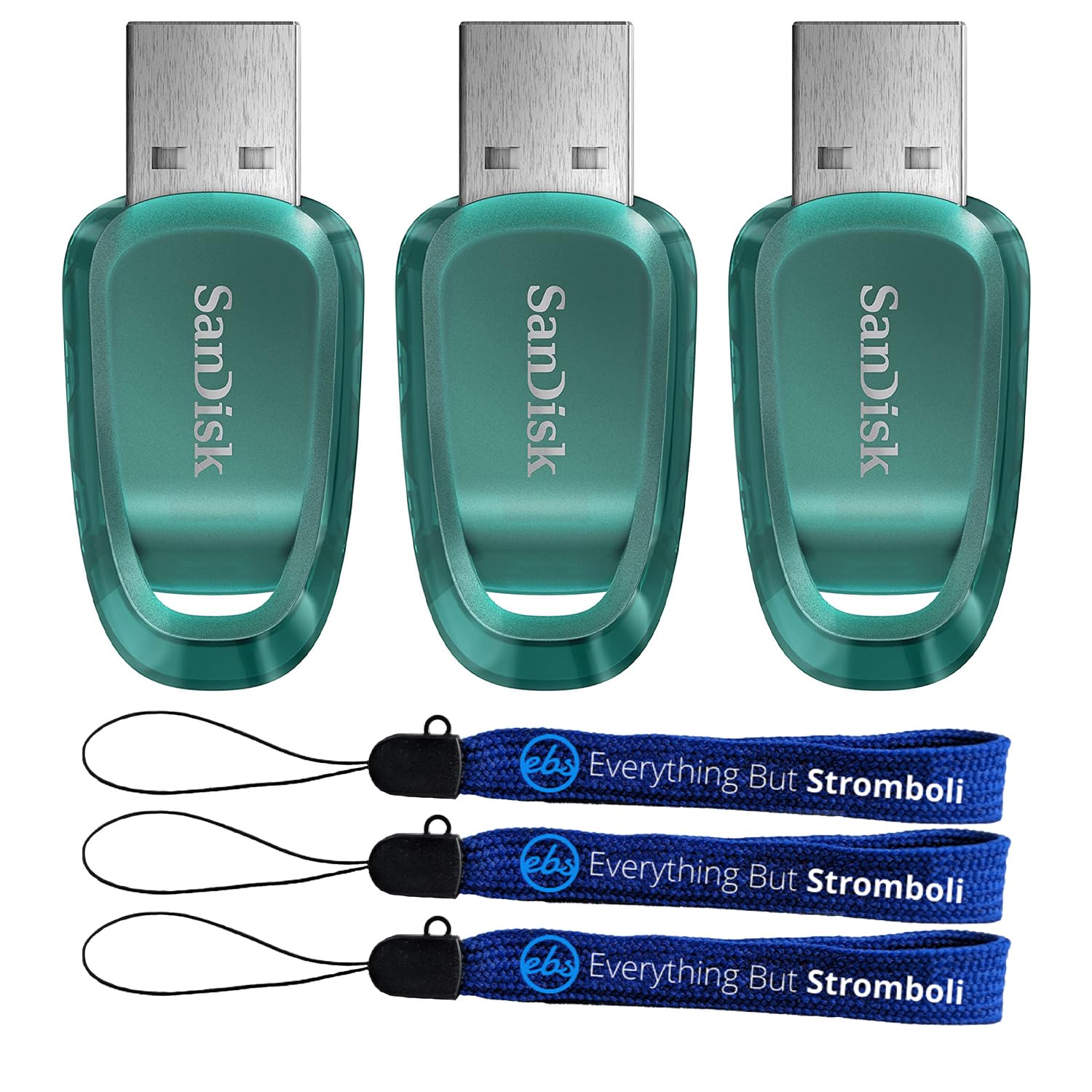 SanDisk 128GB USB 3.2 Flash Drive 3-Pack with Lanyards for Work & Travel