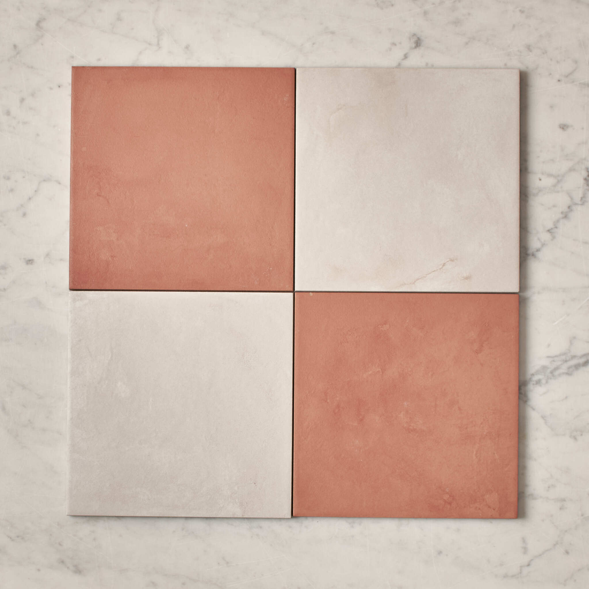 Bronte Checkerboard Terracotta & White Ceramic Tile - Stylish Floor and Wall Tile for Kitchen, Bathroom, and Backsplash