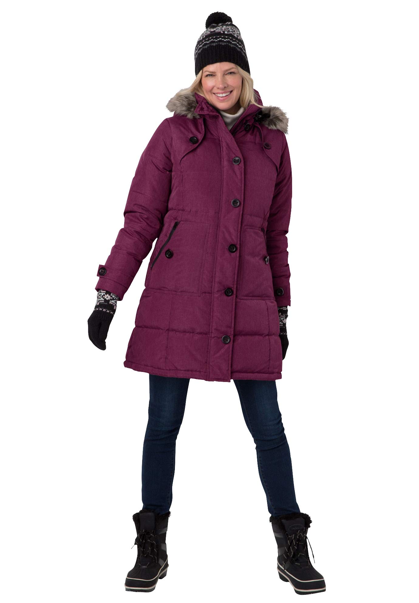 Women's Plus Size Heathered Down Puffer Coat - Warm Winter Jacket for Cold Weather | Outdoor Activities & Casual Wear